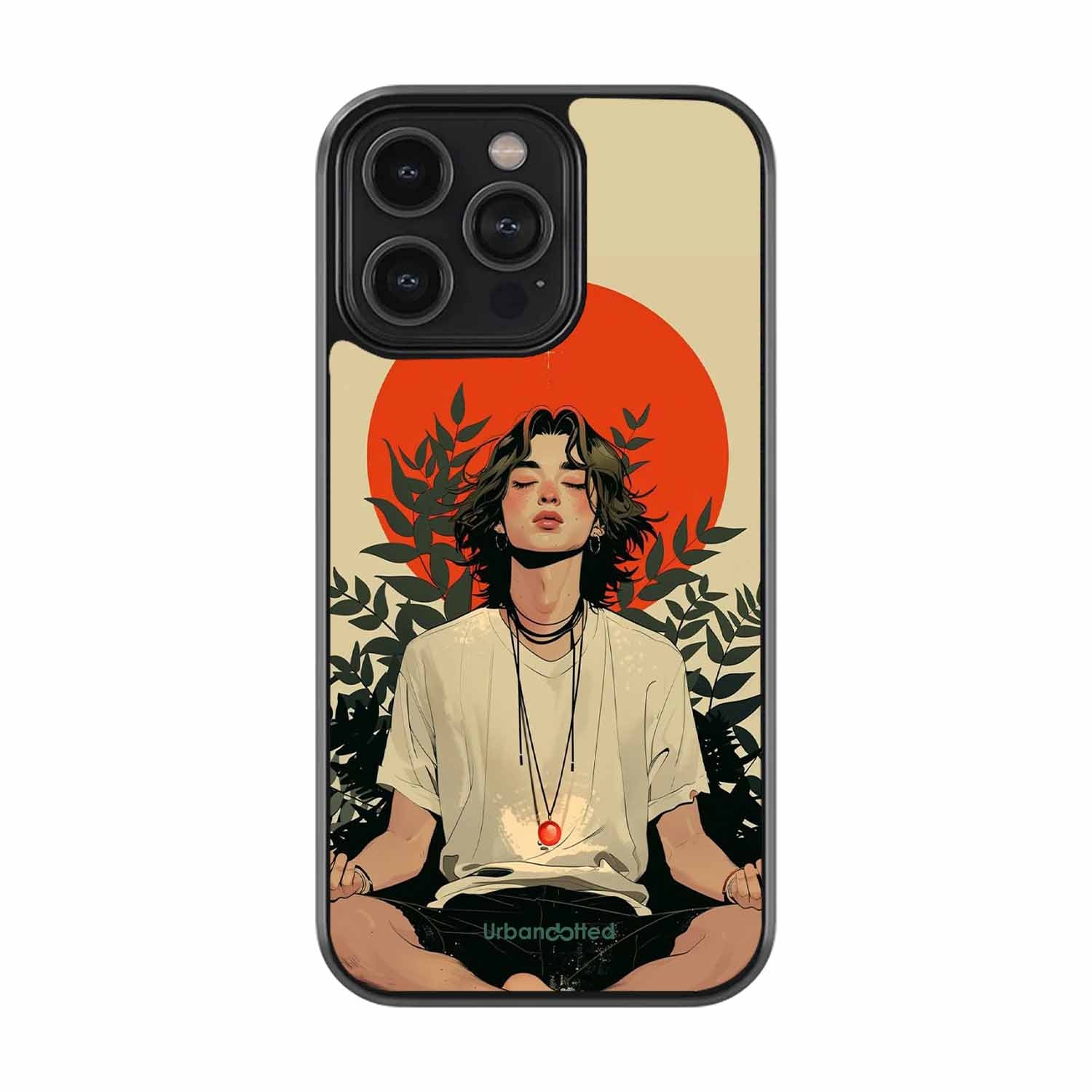 Meditating Figure Glass Case For iPhone 16 Pro