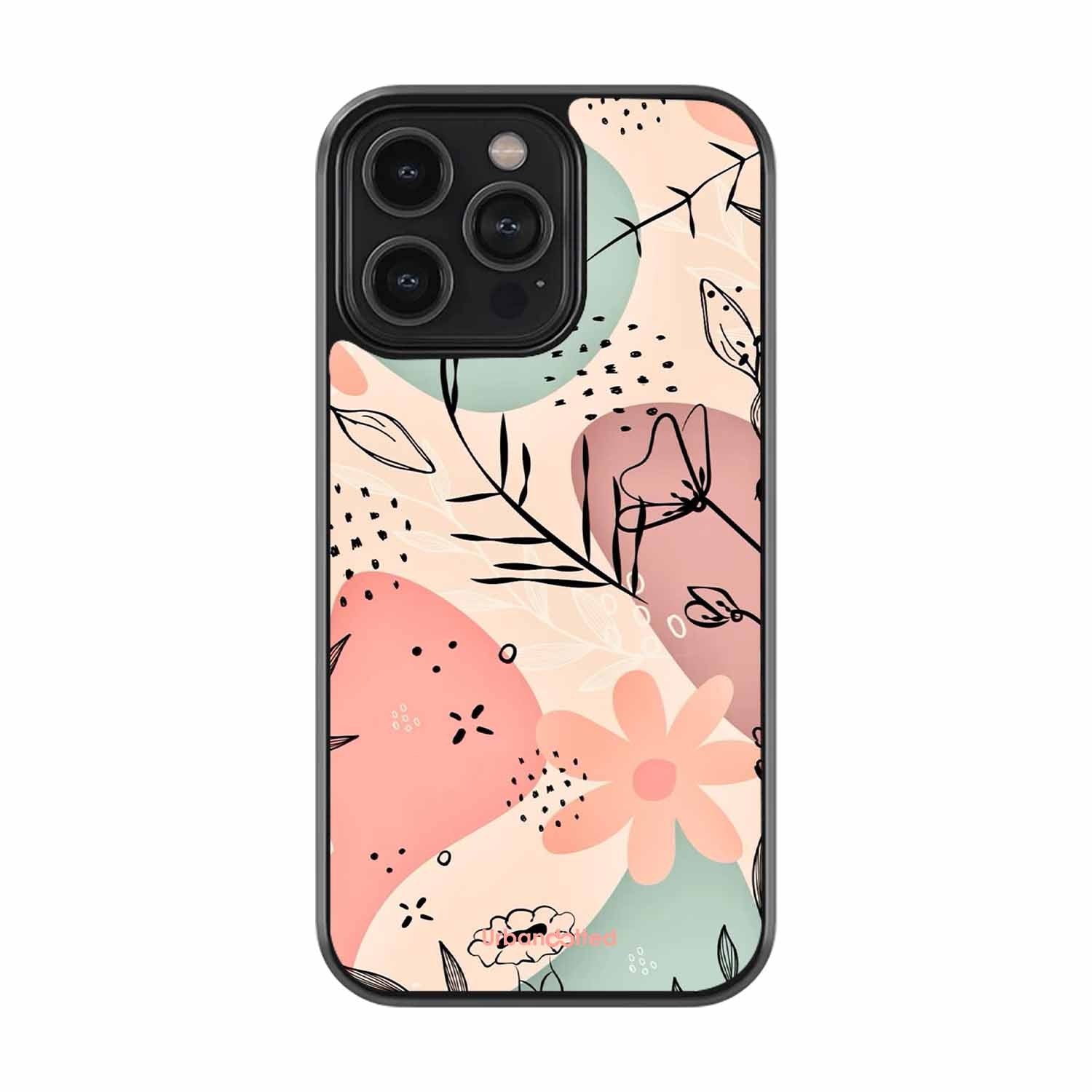 Abstract Floral Glass Case For iPhone 14 Pro Max
