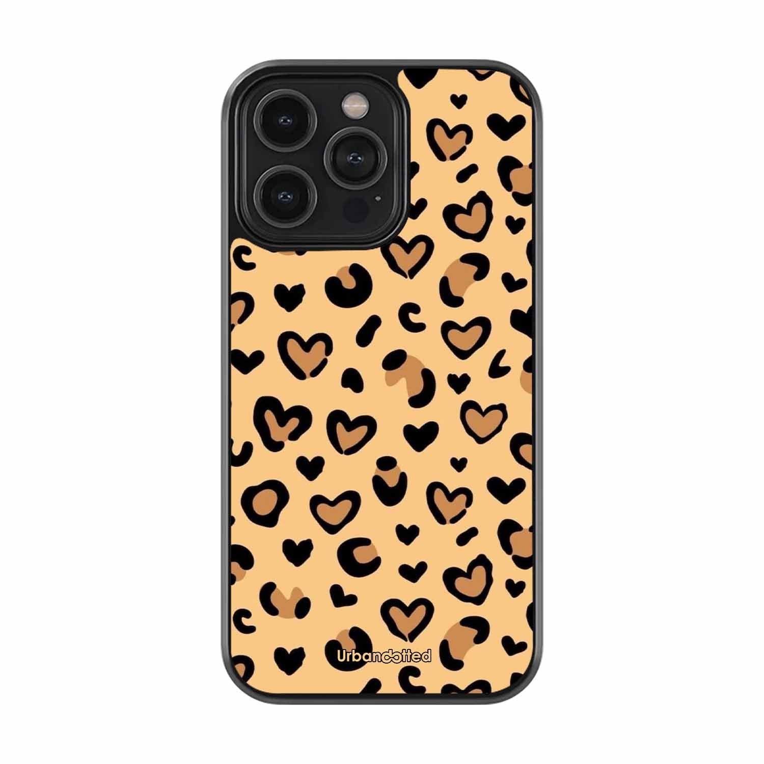 Native Animal Print Hearts Glass Case For iPhone 13 Pro