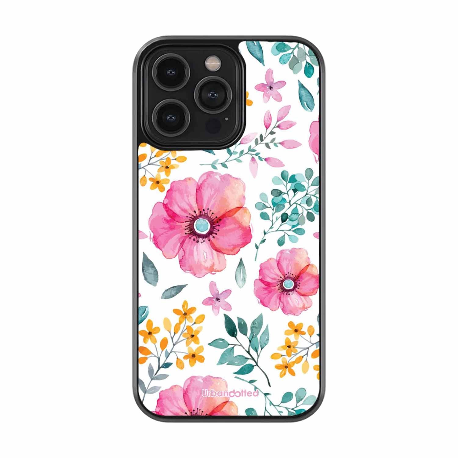 True Blue Wildflower Glass Case For iPhone 13 Pro