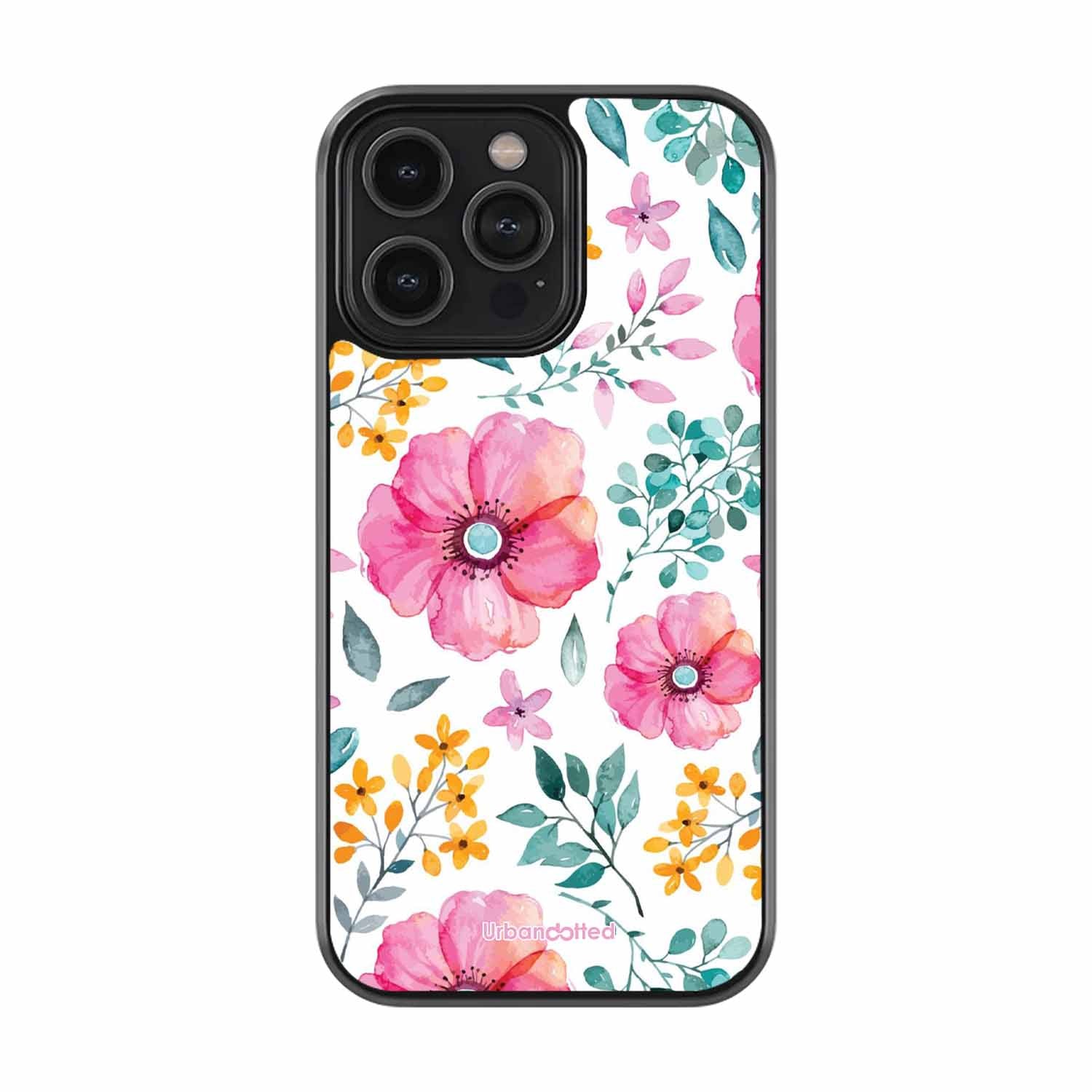 True Blue Wildflower Glass Case For iPhone 16 Pro