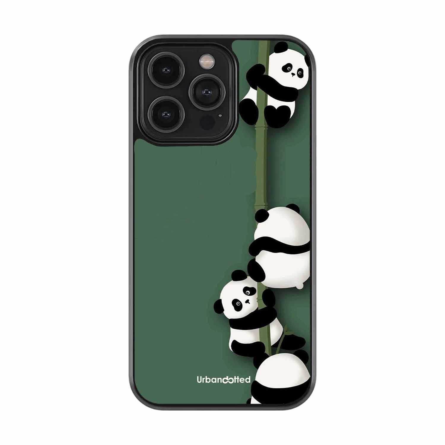 Climbing Pandas Glass Case For iPhone 16 Pro