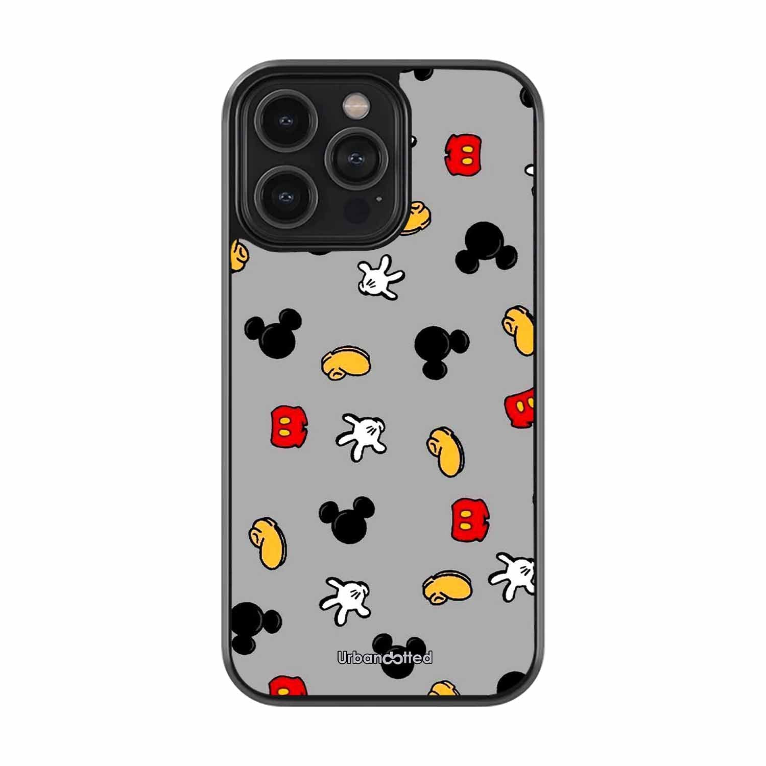 Whimsical Mouse Pattern Glass Case For iPhone 14 Pro Max
