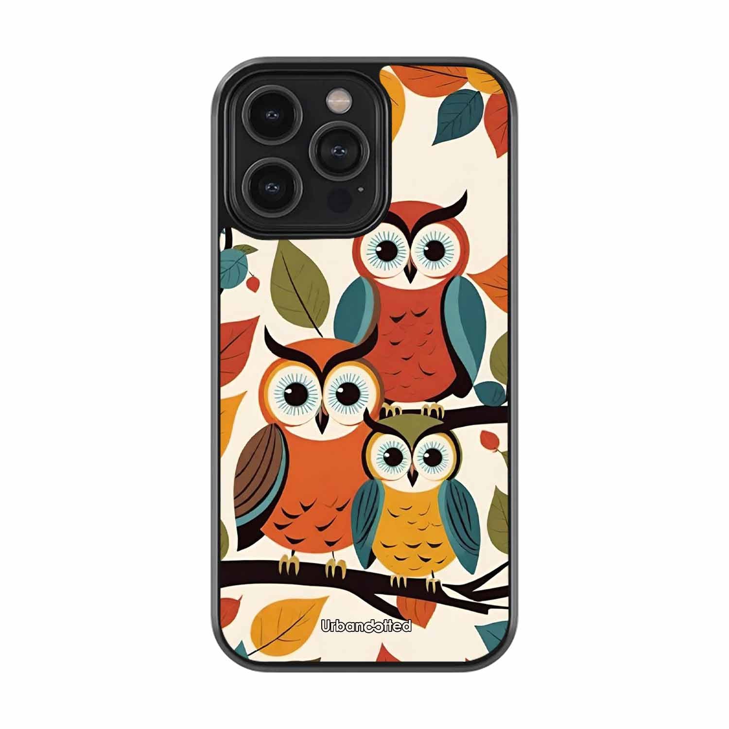 Retro Owl Family Glass Case For iPhone 12 Pro Max