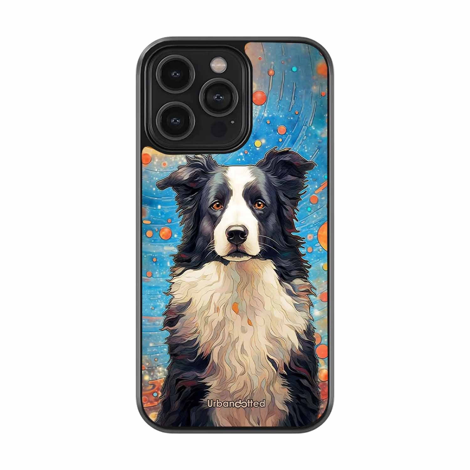 Artistic Dog Illustration Glass Case For iPhone 15 Pro Max