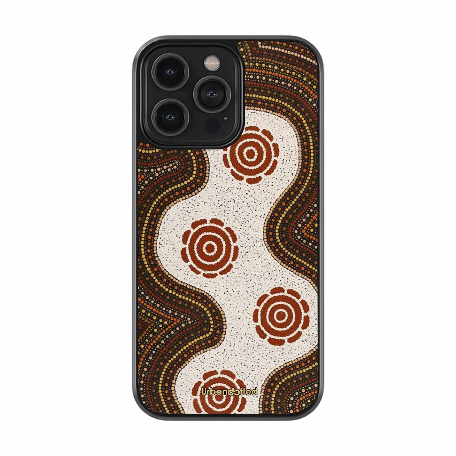 Aboriginal Dot Art Flow Glass Case For iPhone 15 Pro Max