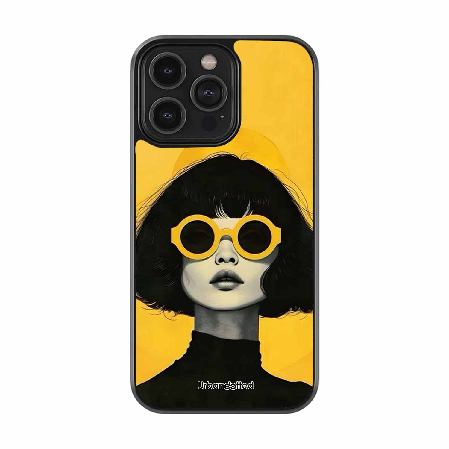 Retro Sunglasses Portrait Glass Case For iPhone 15 Pro Max