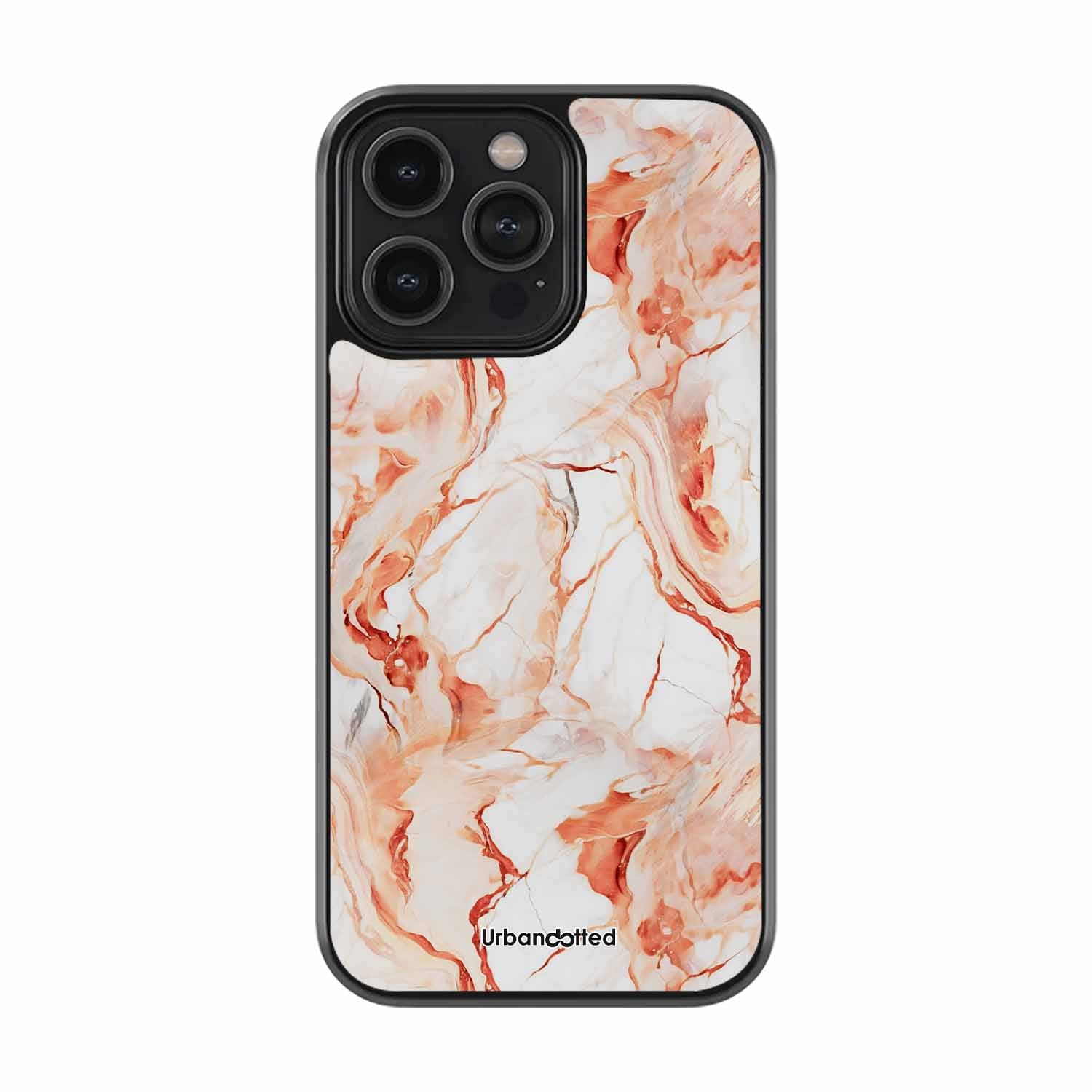 Elegant Rose Gold Veins Glass Case For iPhone 15 Pro Max
