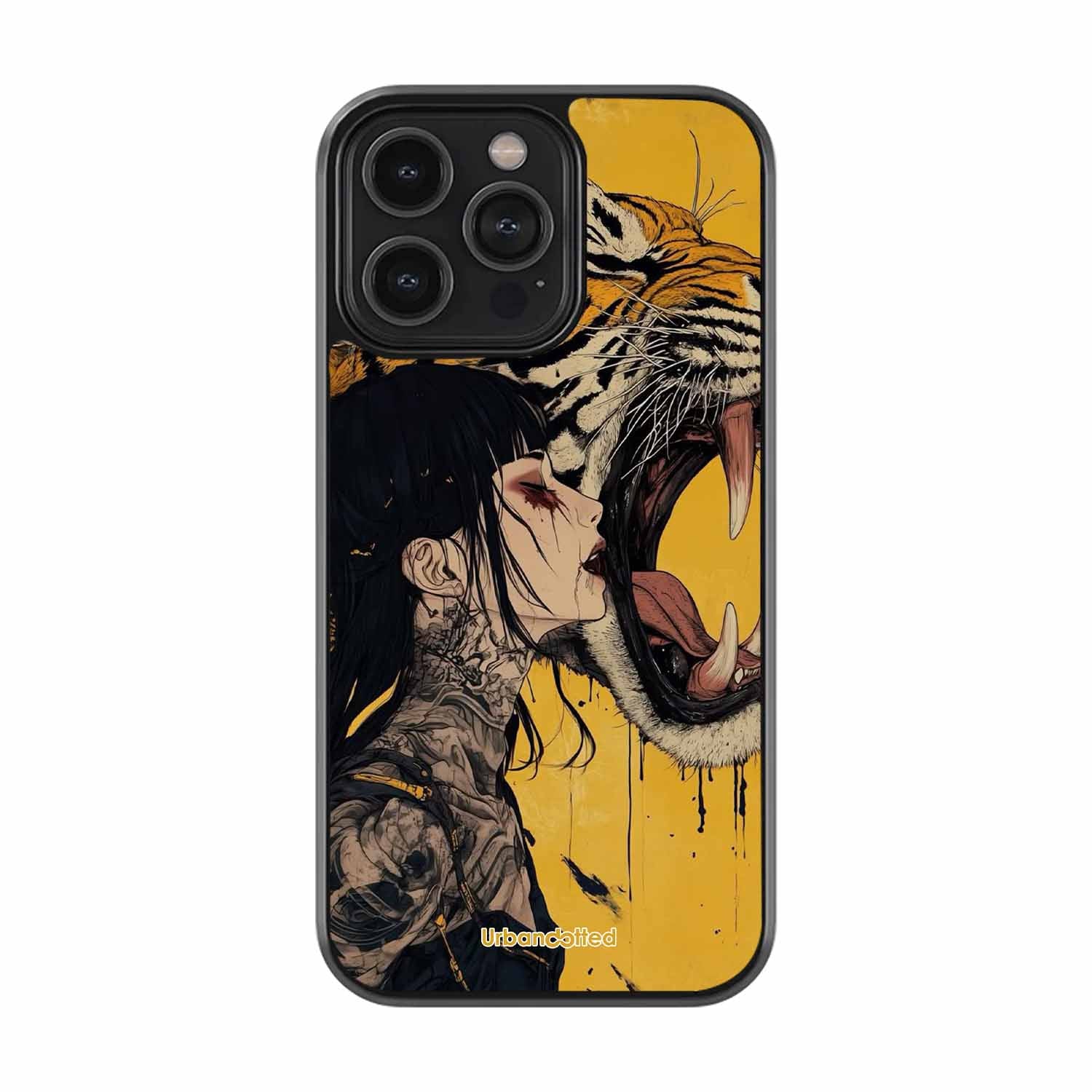 Tattooed Girl with Tiger Glass Case For iPhone 15 Pro