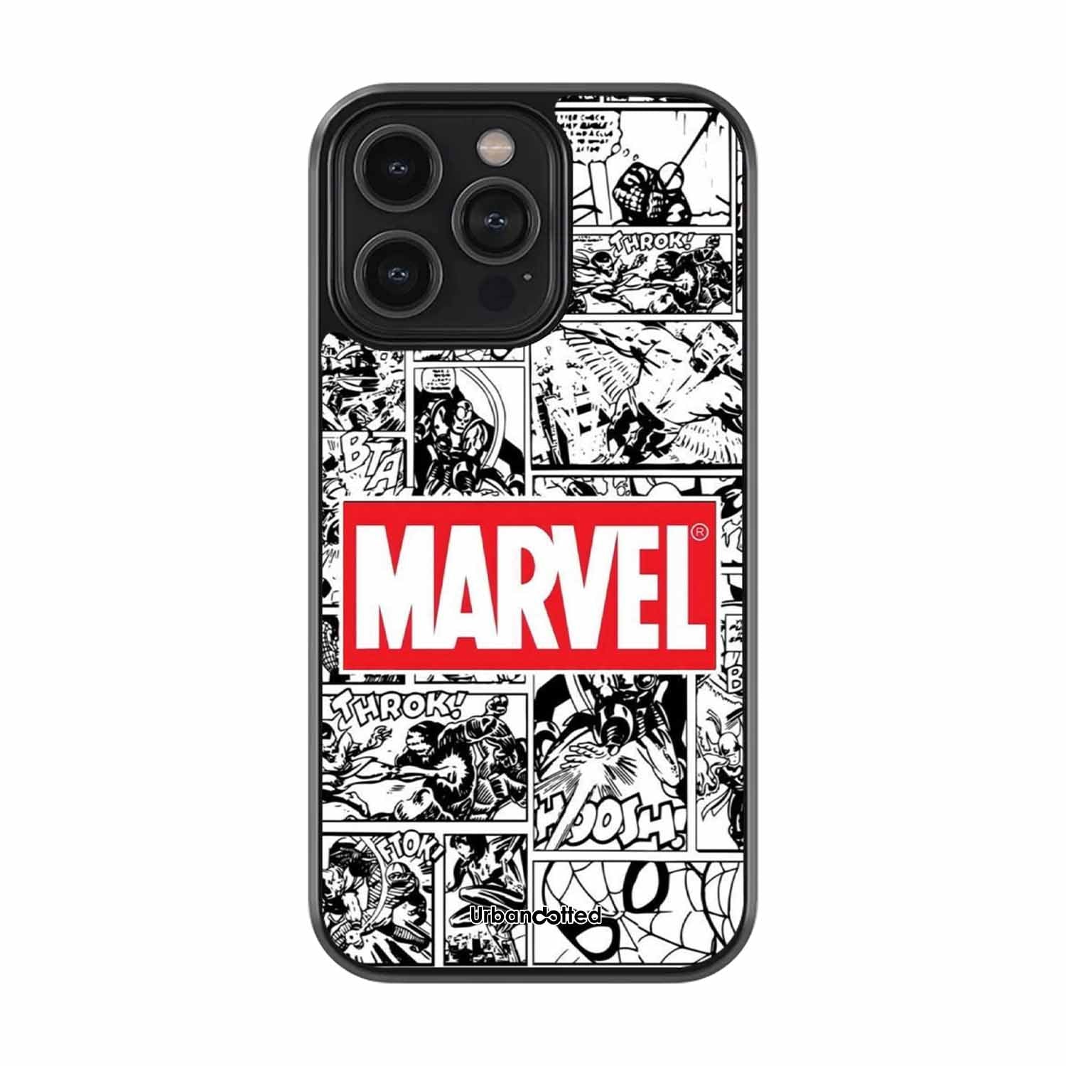 Black and White Comic Book Glass Case For iPhone 13 Pro