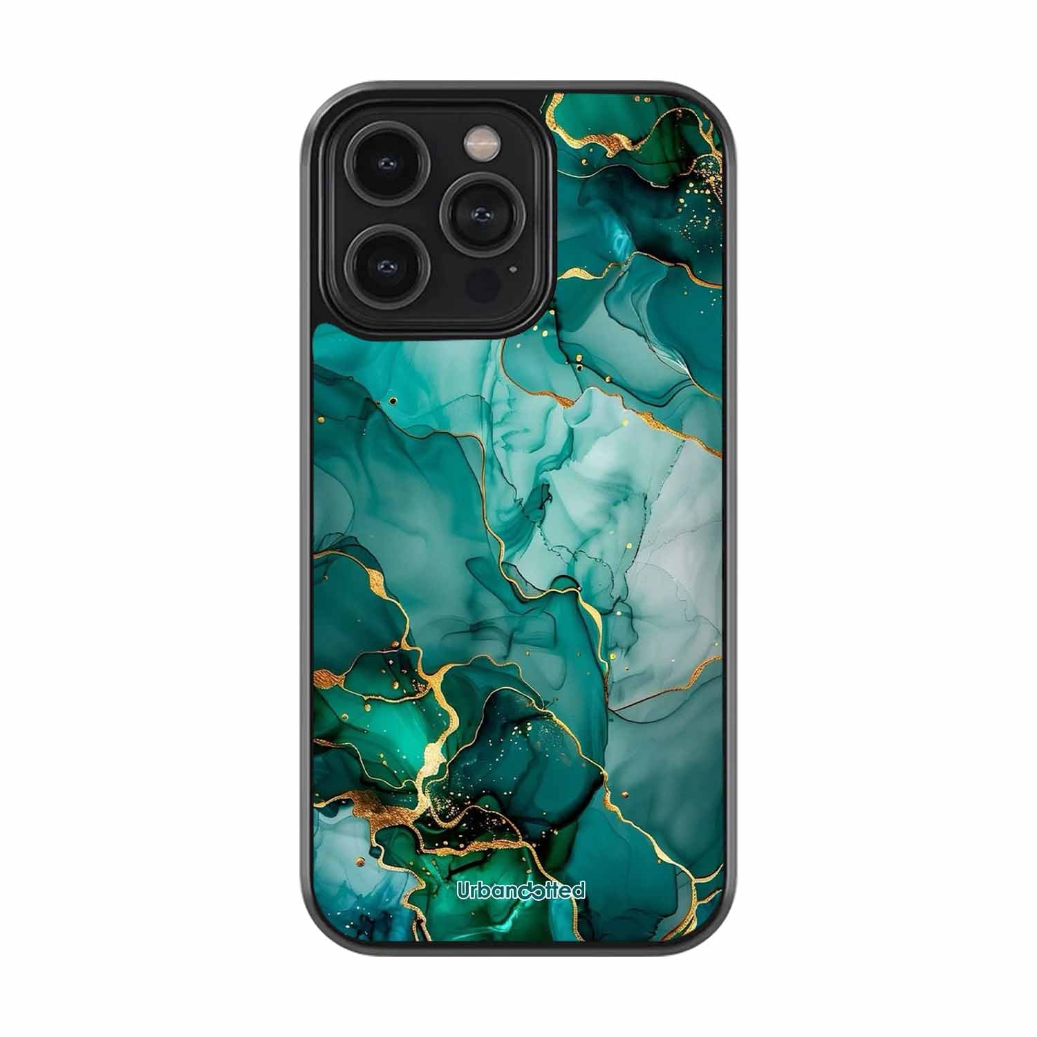 Emerald Green Gold Marble Glass Case For iPhone 14 Pro Max