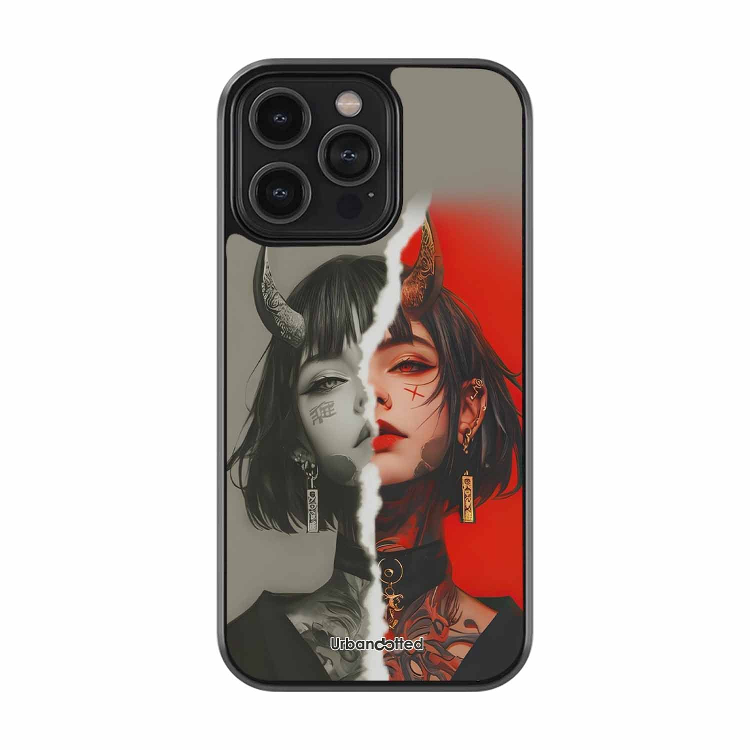 Yin Yang Demon Art Glass Case For iPhone 13 Pro