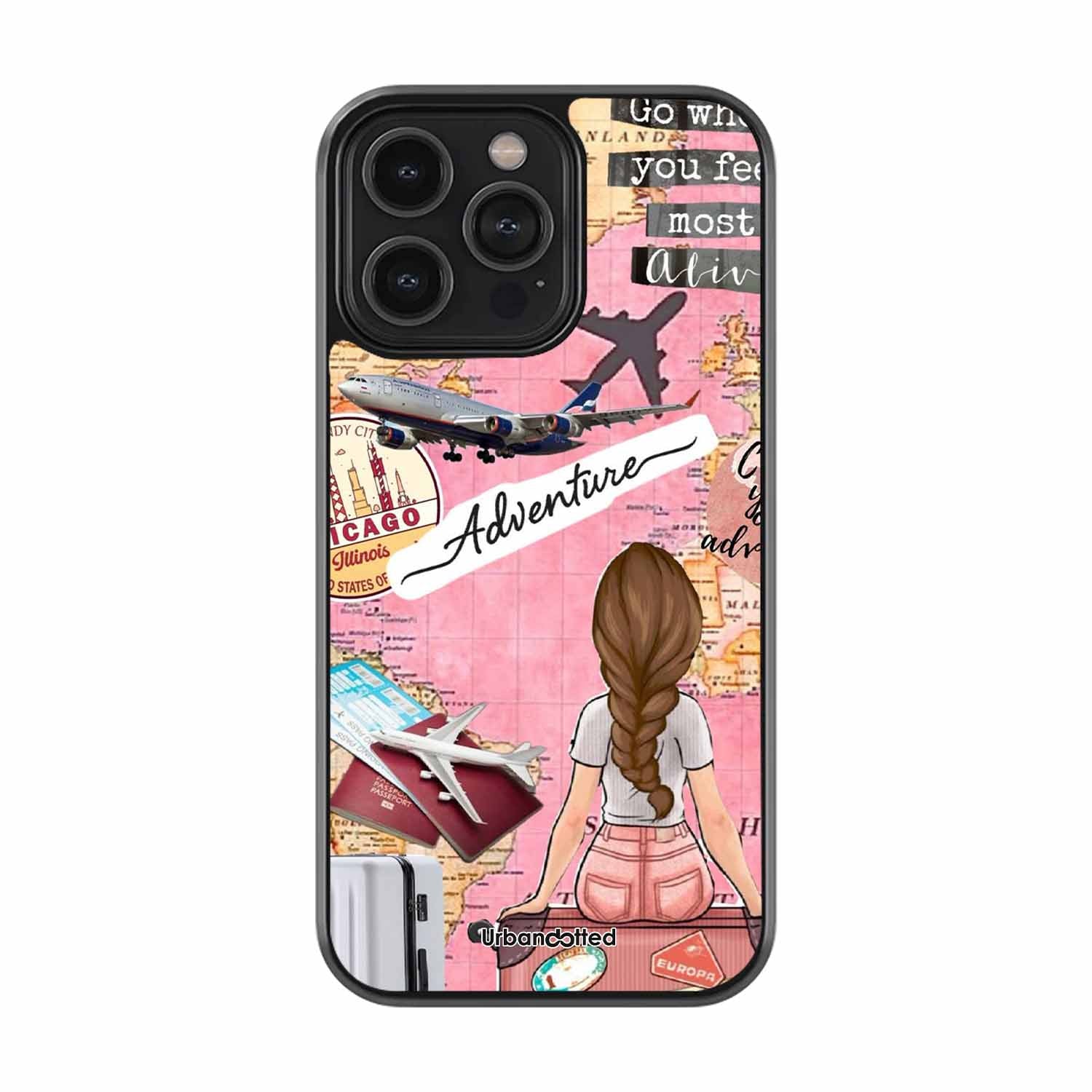Travel Adventure Map Glass Case For iPhone 13 Pro