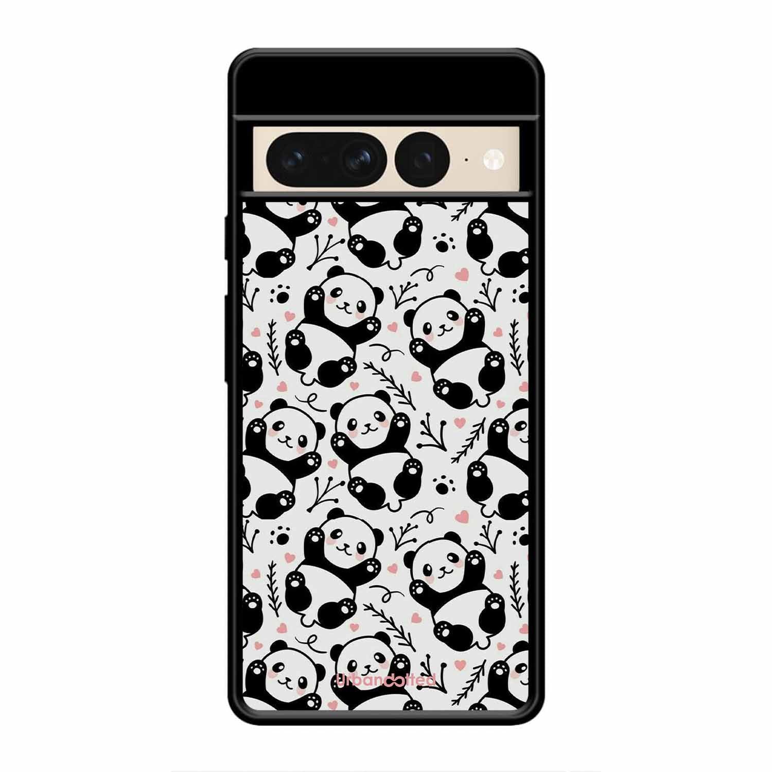 Cute Doodle Panda Glass Case For Google Pixel 7 Pro