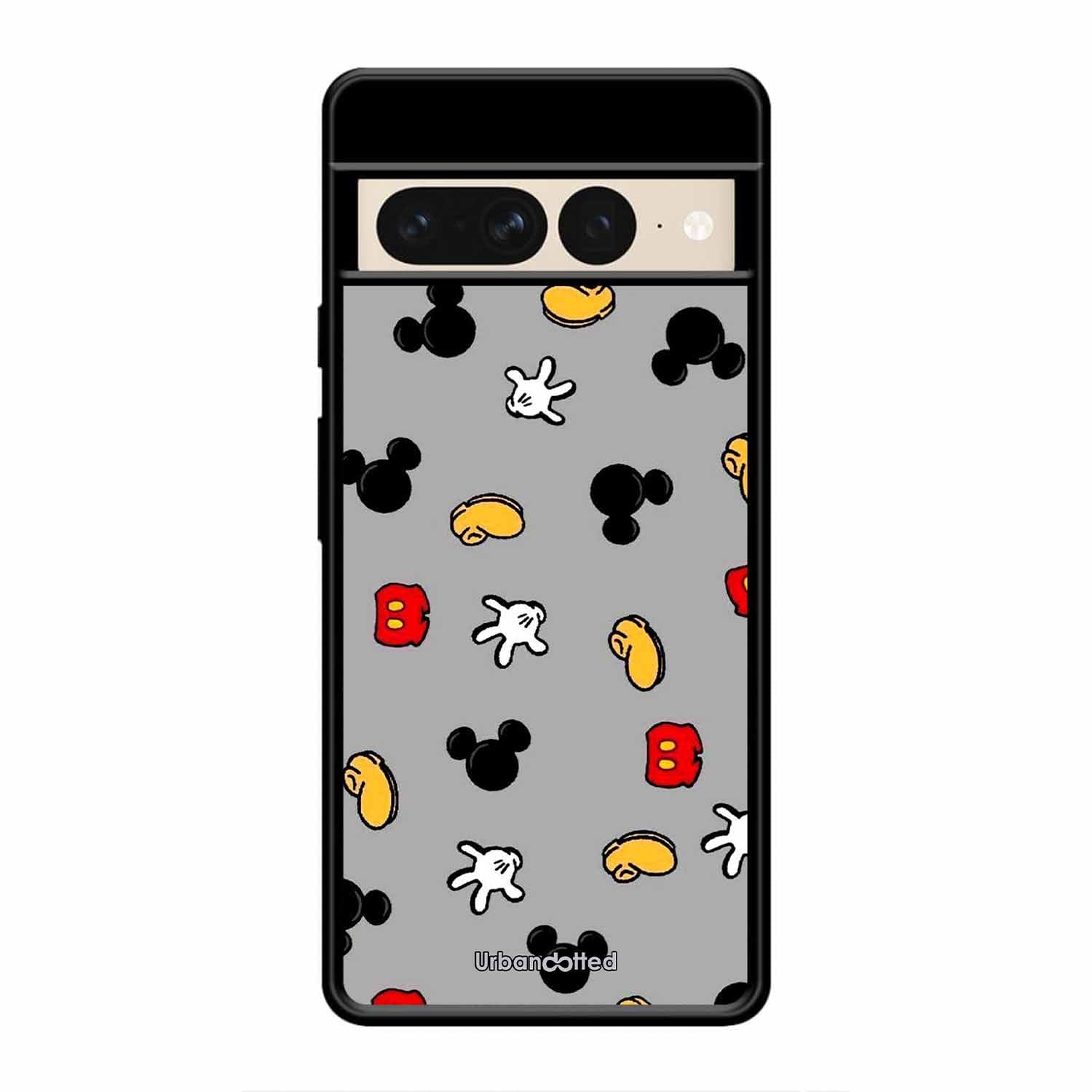 Whimsical Mouse Pattern Glass Case For Google Pixel 7 Pro