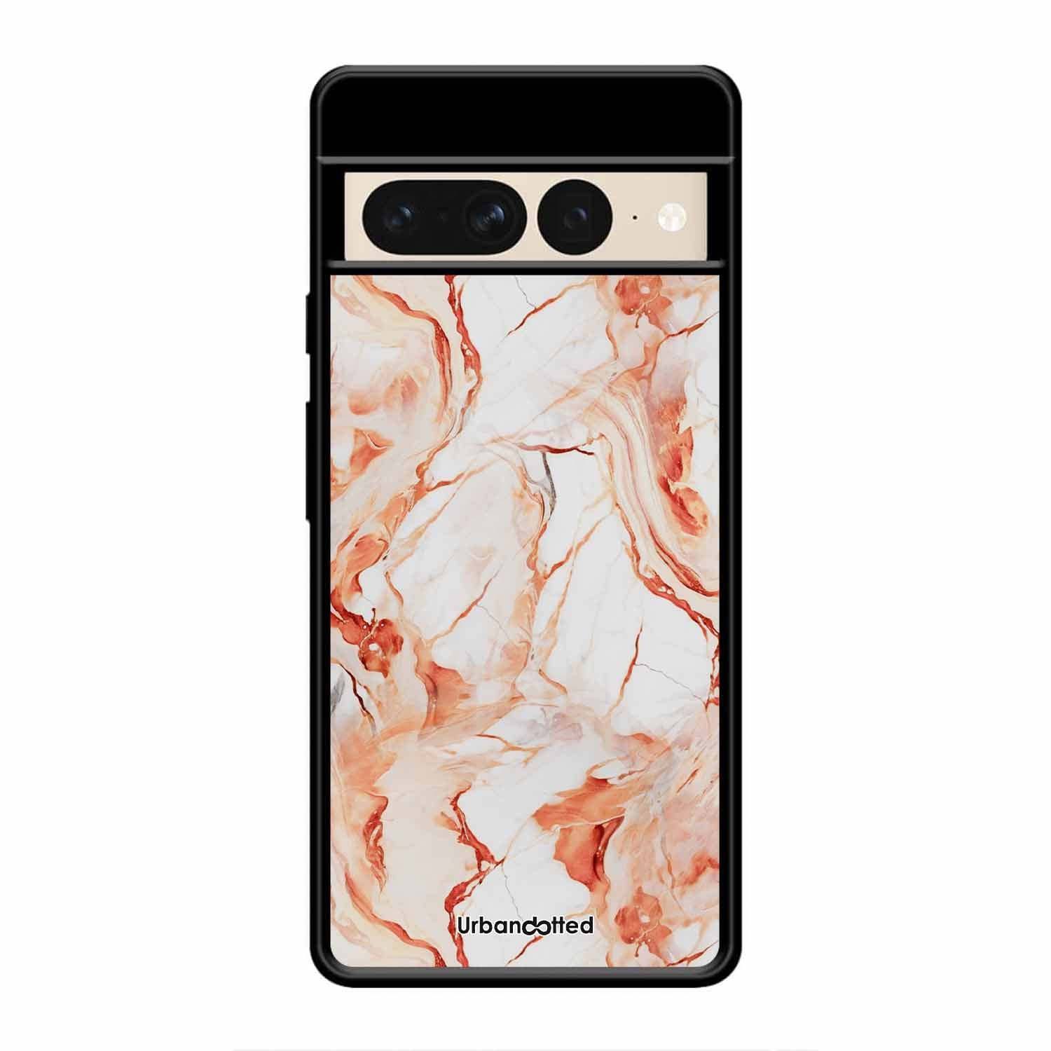 Elegant Rose Gold Veins Glass Case For Google Pixel 7 Pro