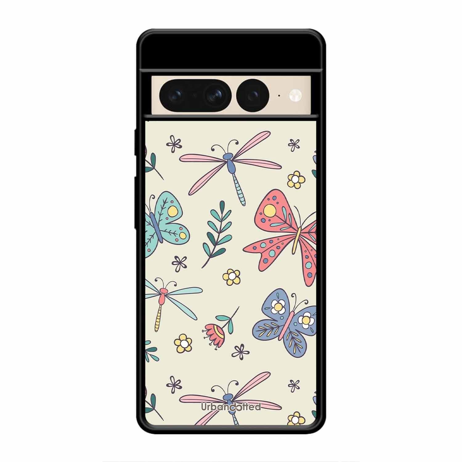 Butterfly and Dragonfly Garden Glass Case For Google Pixel 7 Pro
