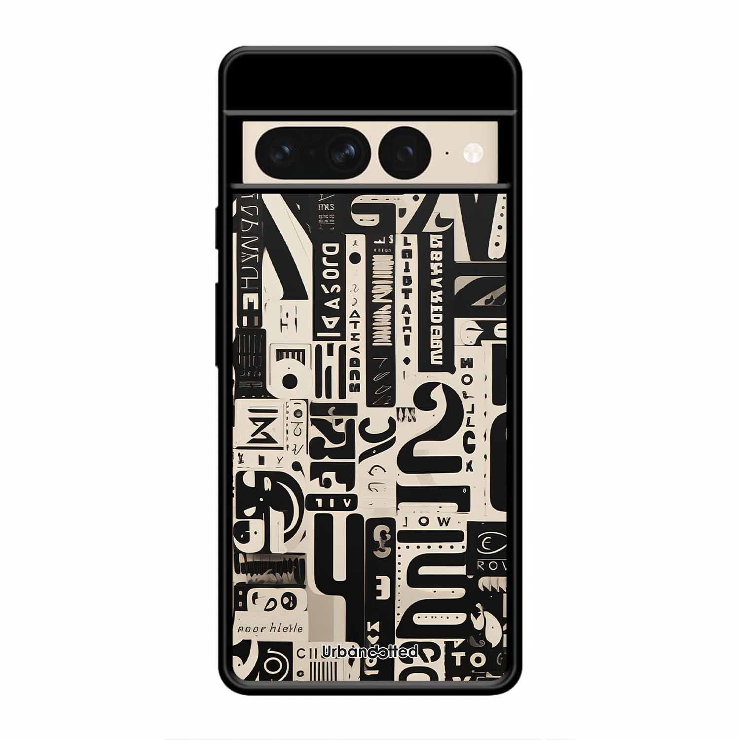 Abstract Typography Collage Glass Case For Google Pixel 7 Pro