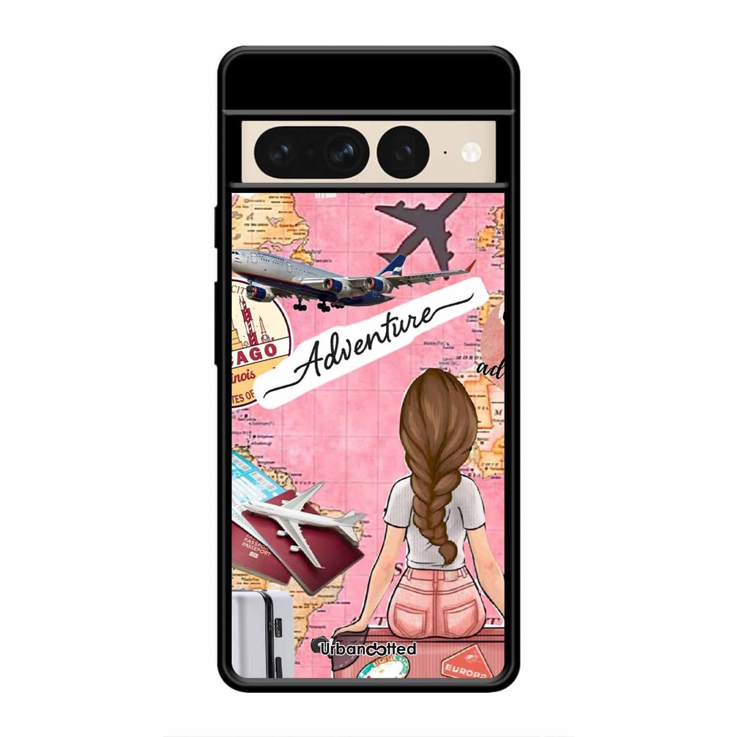 Travel Adventure Map Glass Case For Google Pixel 7 Pro
