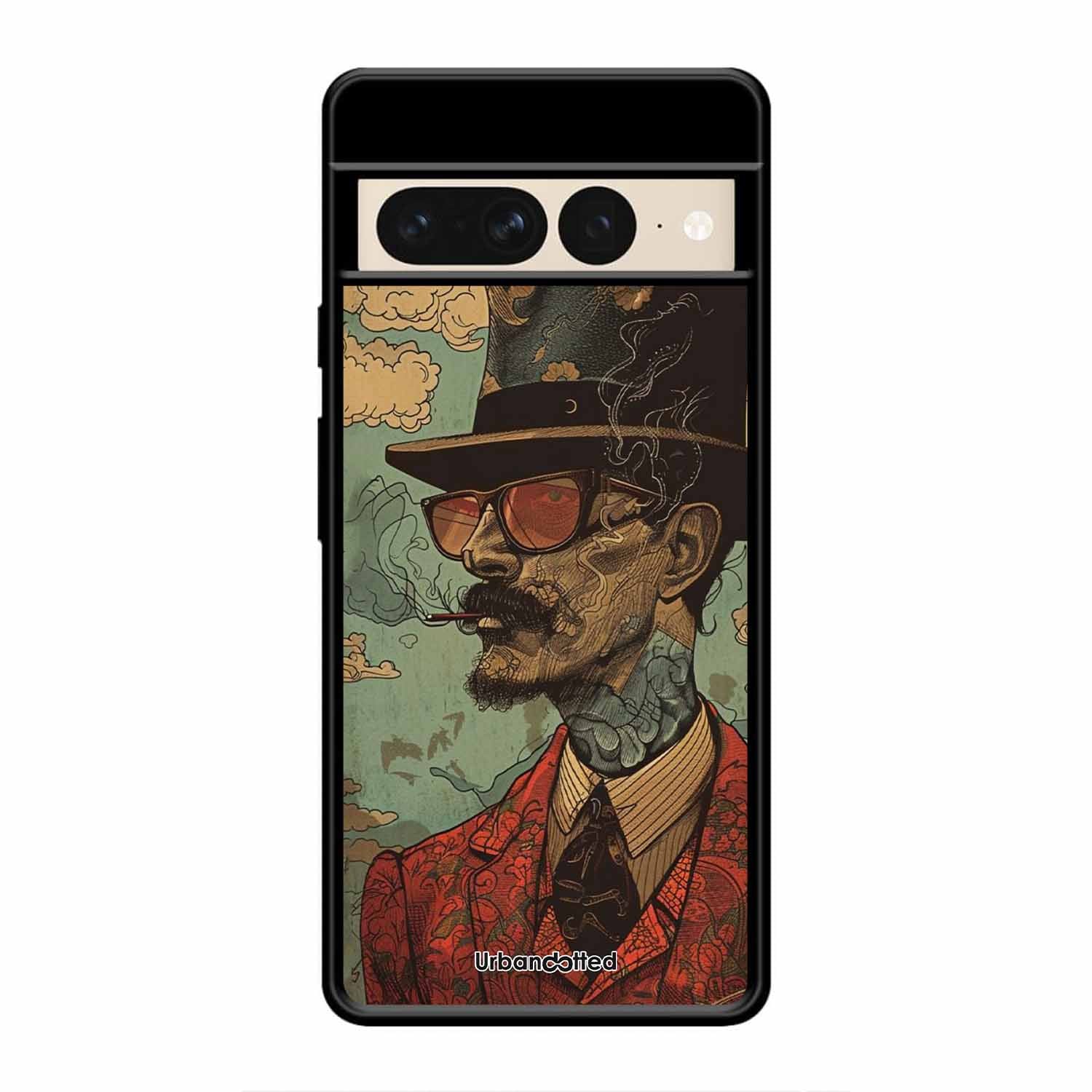 Steampunk Gentleman Smoker Glass Case For Google Pixel 7 Pro