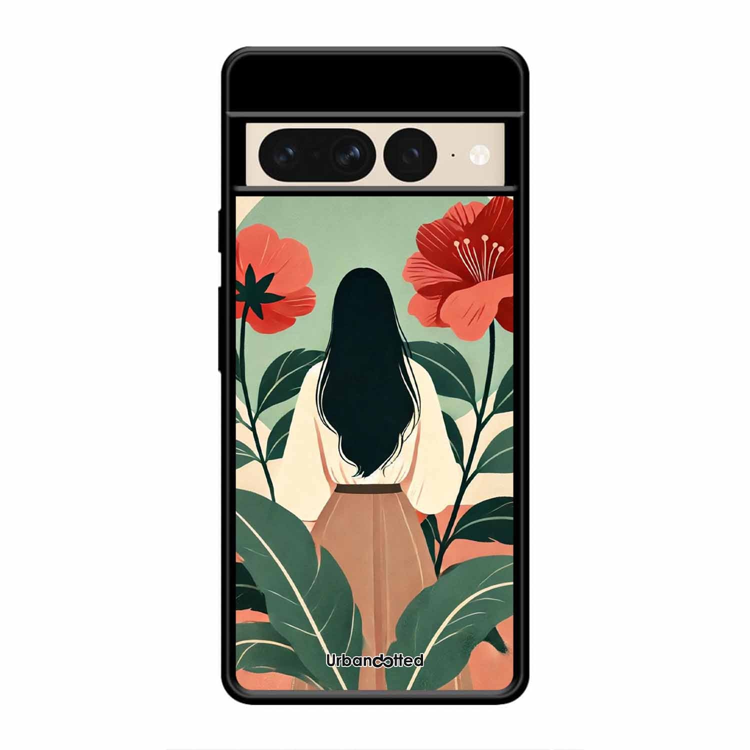 Woman in Floral Garden Glass Case For Google Pixel 7 Pro