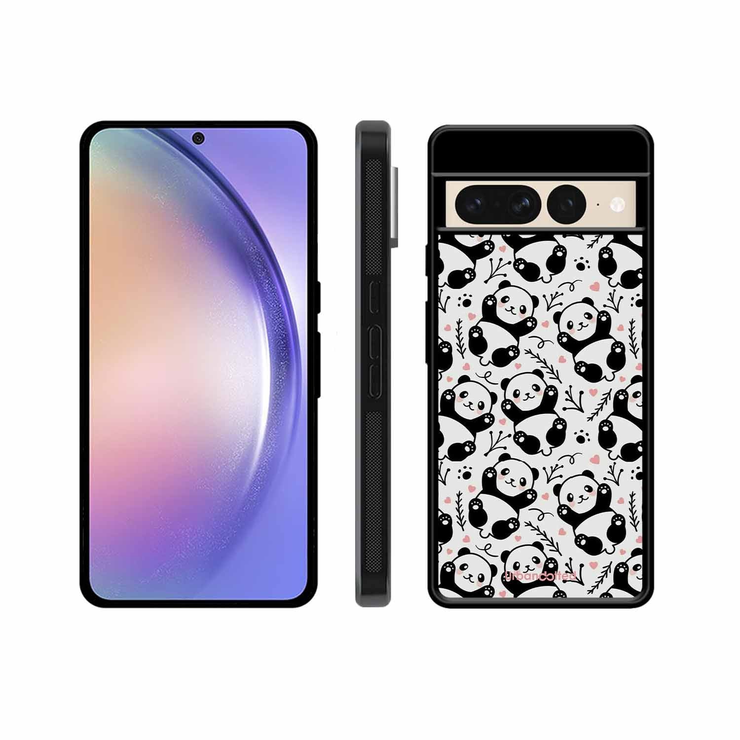 Cute Doodle Panda Glass Case For Google Pixel 7 Pro