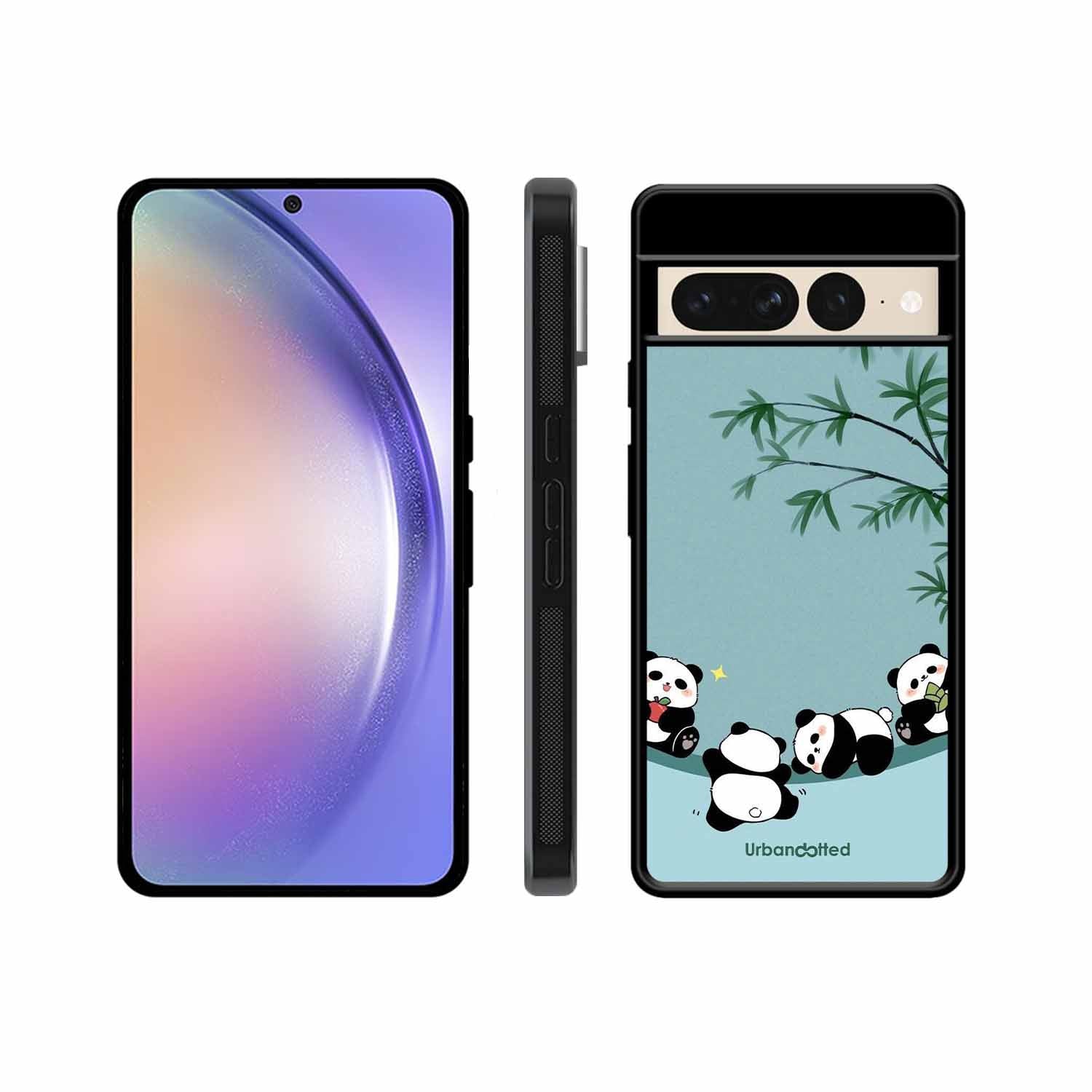 Cute Resting Pandas Glass Case For Google Pixel 7 Pro