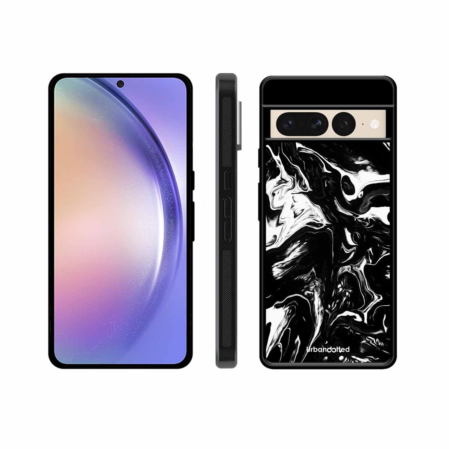 Dark Marble Texture Glass Case For Google Pixel 7 Pro