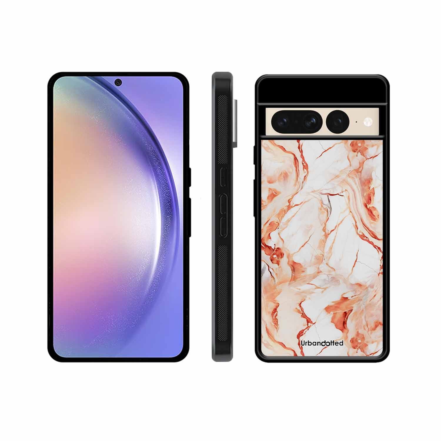 Elegant Rose Gold Veins Glass Case For Google Pixel 7 Pro