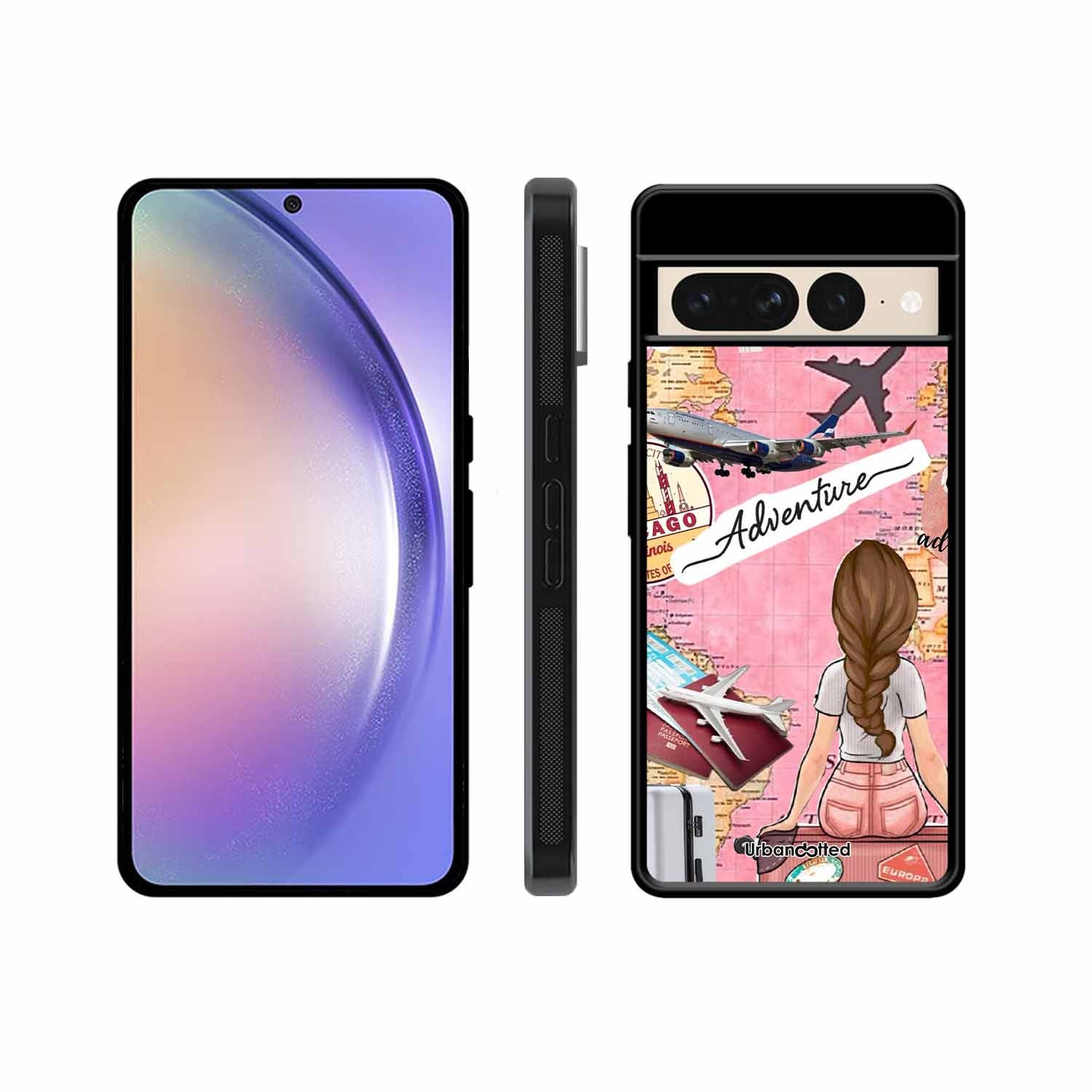 Travel Adventure Map Glass Case For Google Pixel 7 Pro