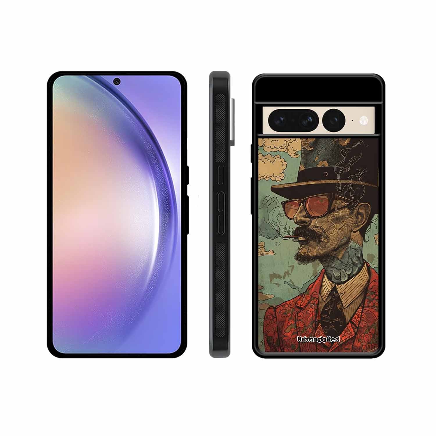 Steampunk Gentleman Smoker Glass Case For Google Pixel 7 Pro