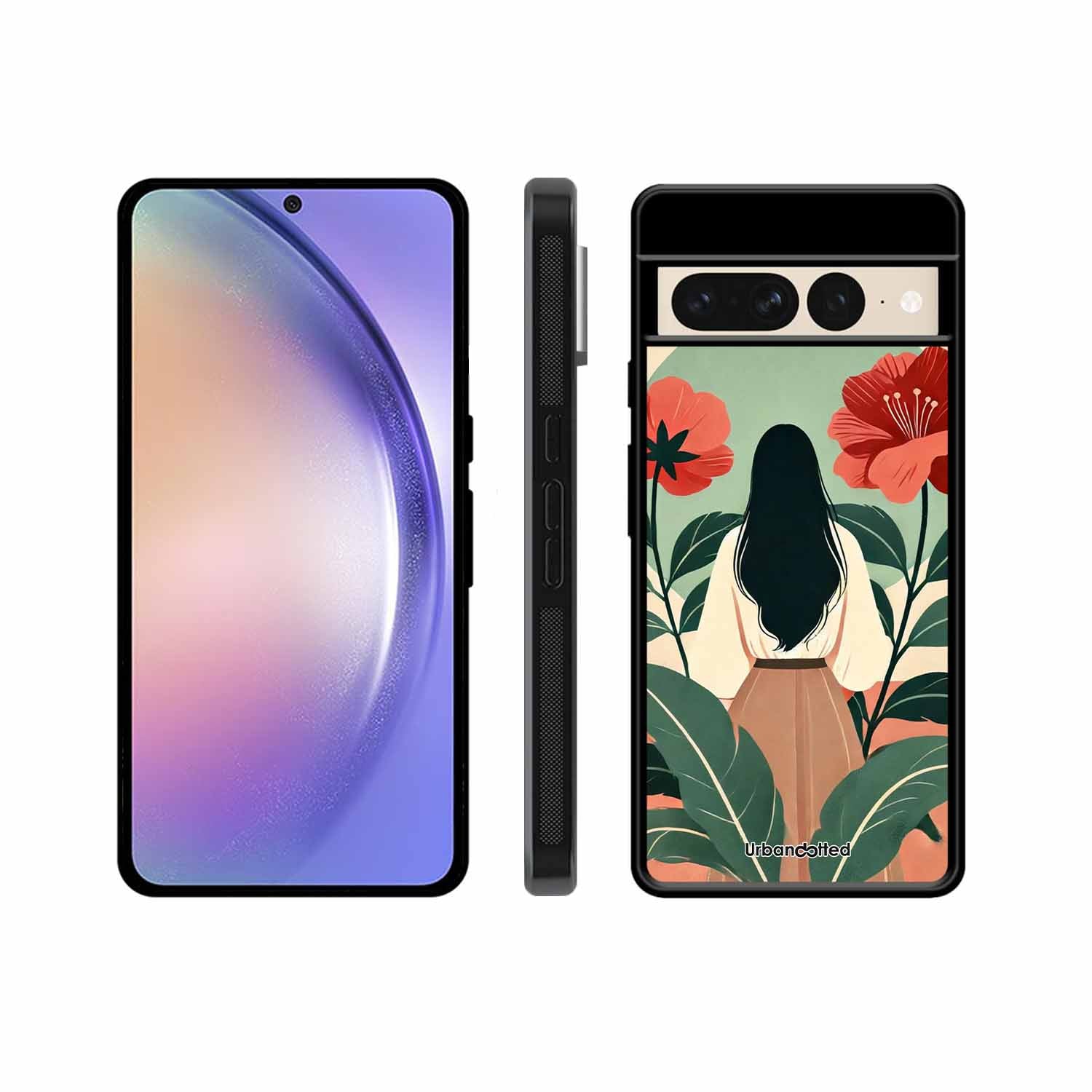 Woman in Floral Garden Glass Case For Google Pixel 7 Pro