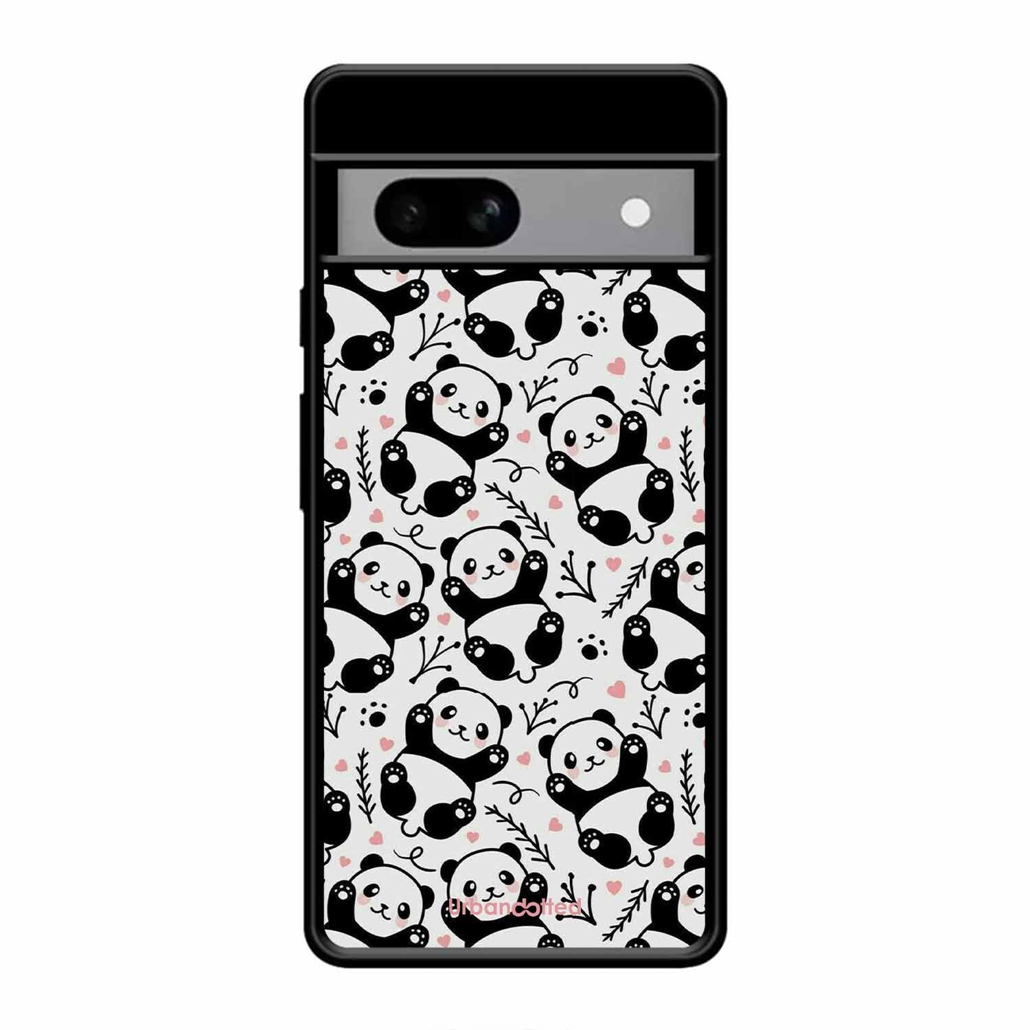 Cute Doodle Panda Glass Case For Google Pixel 8A