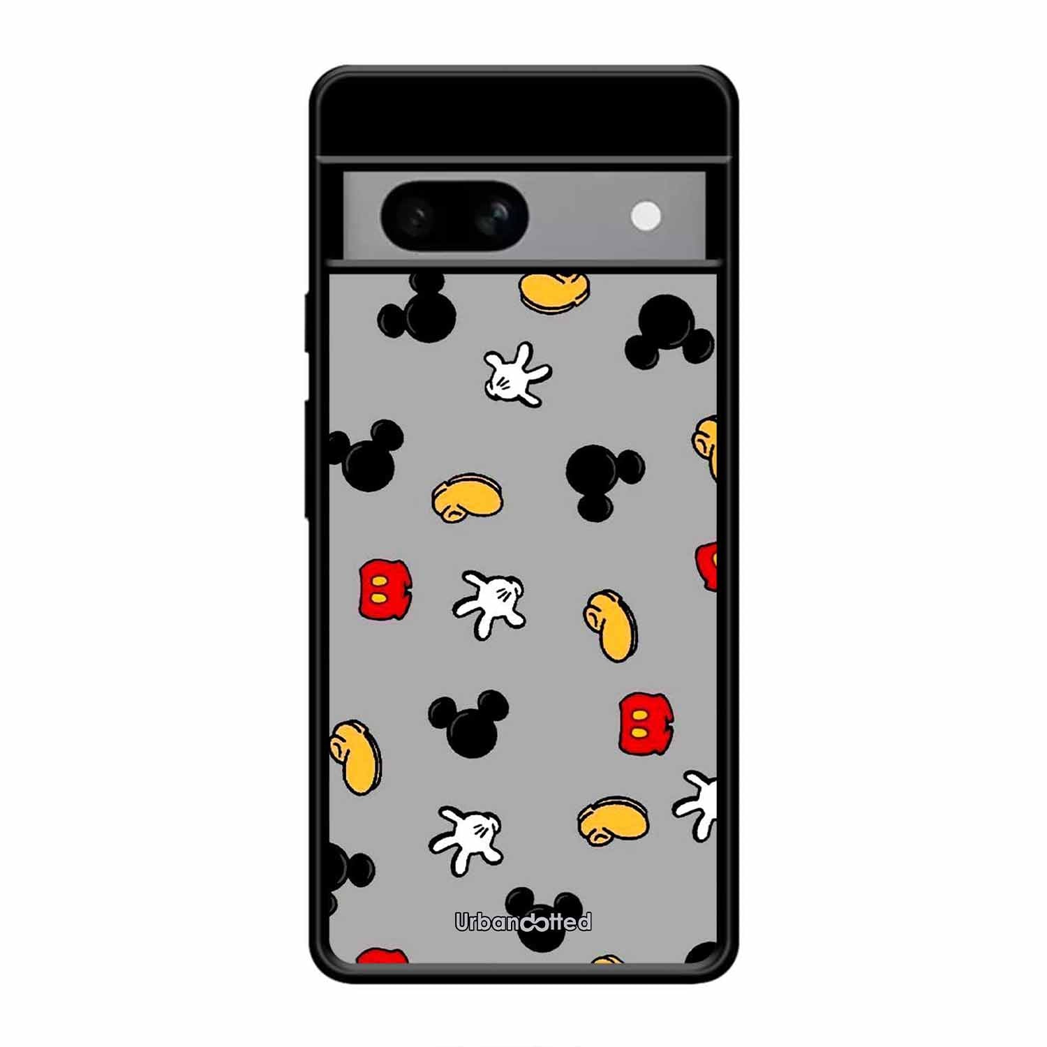 Whimsical Mouse Pattern Glass Case For Google Pixel 7A