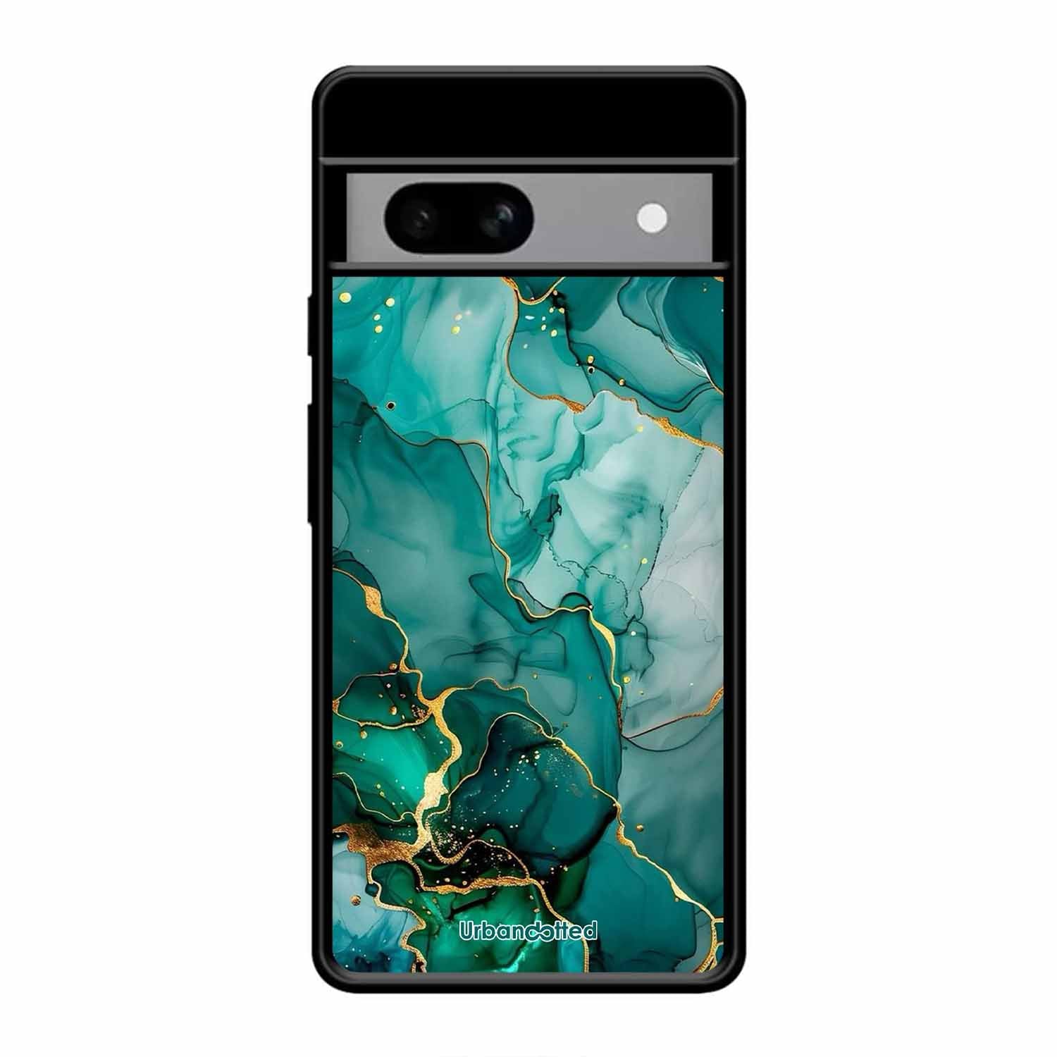 Emerald Green Gold Marble Glass Case For Google Pixel 8A