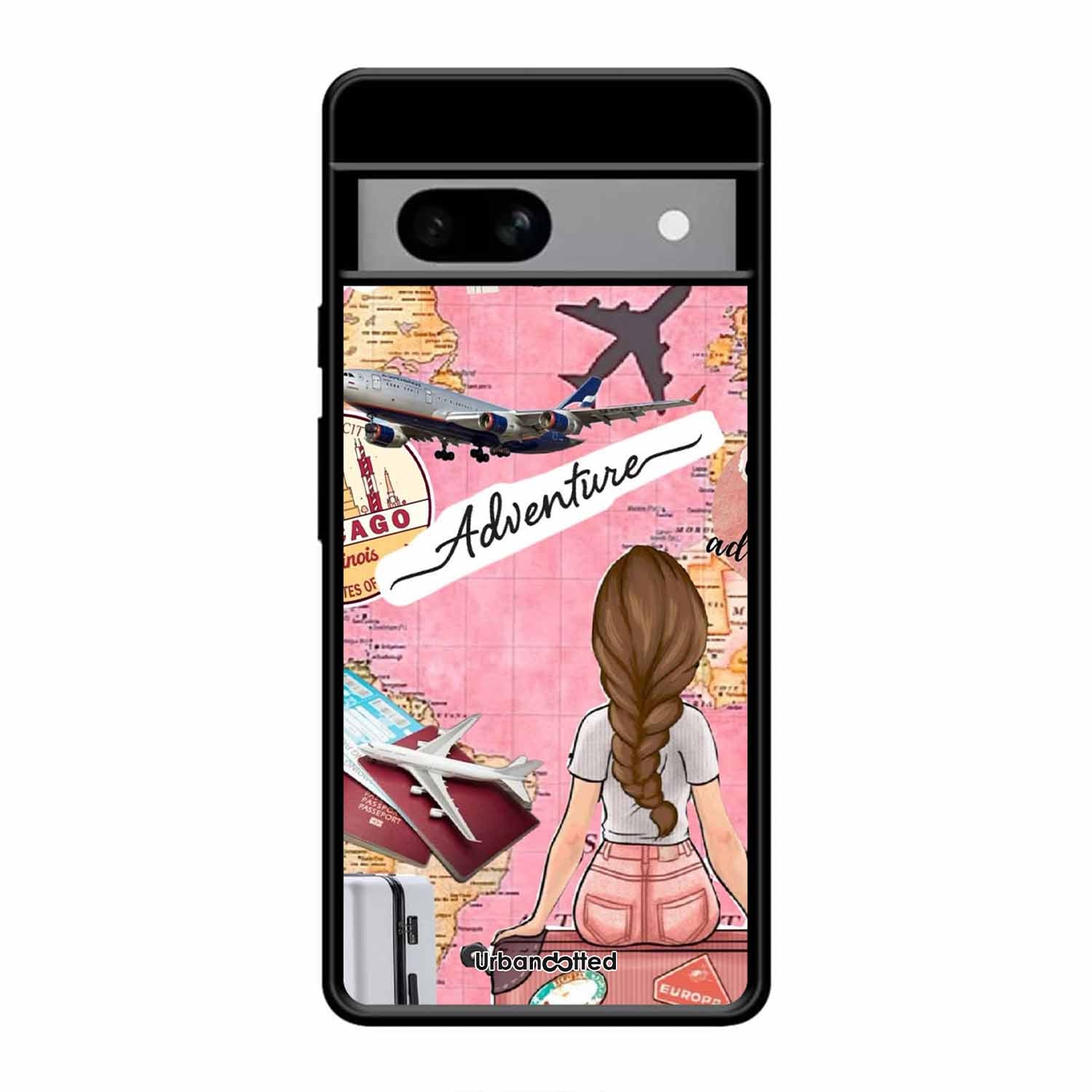 Travel Adventure Map Glass Case For Google Pixel 8A