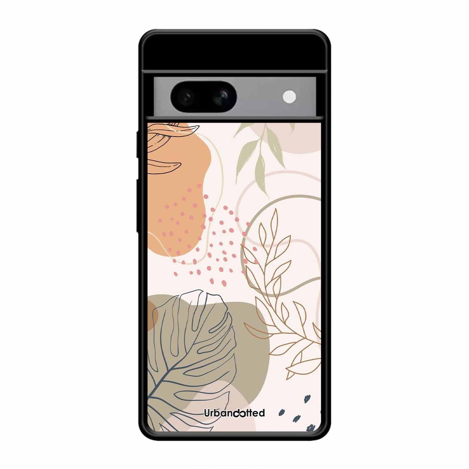 Minimalist Leaf Pattern Glass Case For Google Pixel 8A