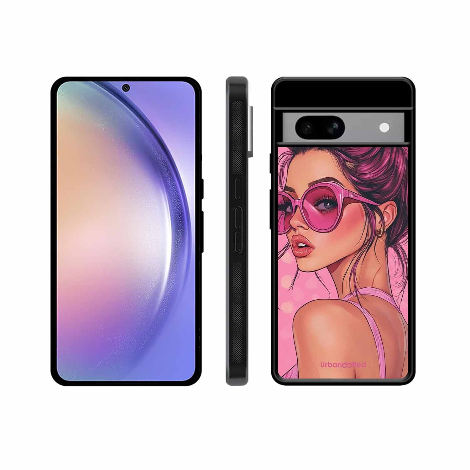 Retro Sunglasses Girl Glass Case For Google Pixel 8A