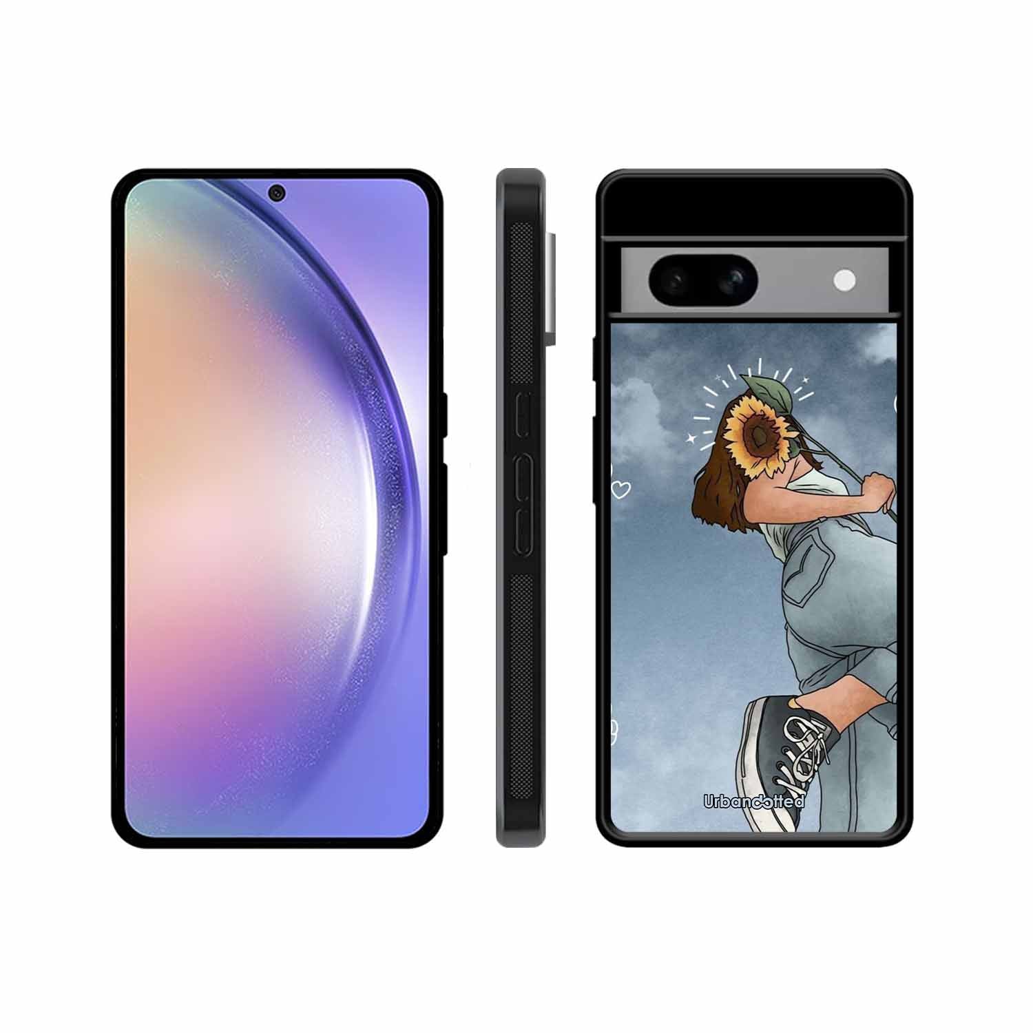Girl with Sunflower Crown Glass Case For Google Pixel 8A