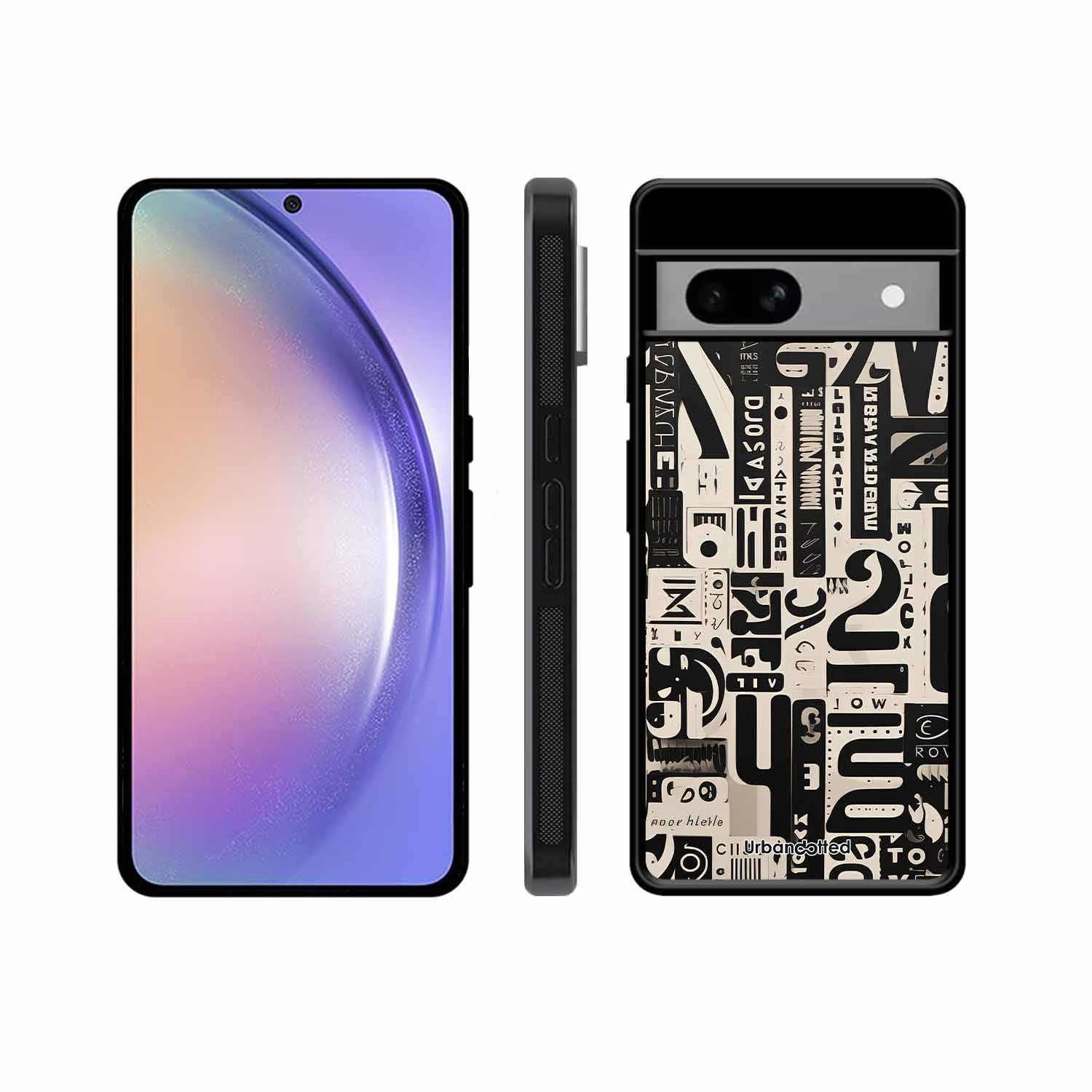 Abstract Typography Collage Glass Case For Google Pixel 8A