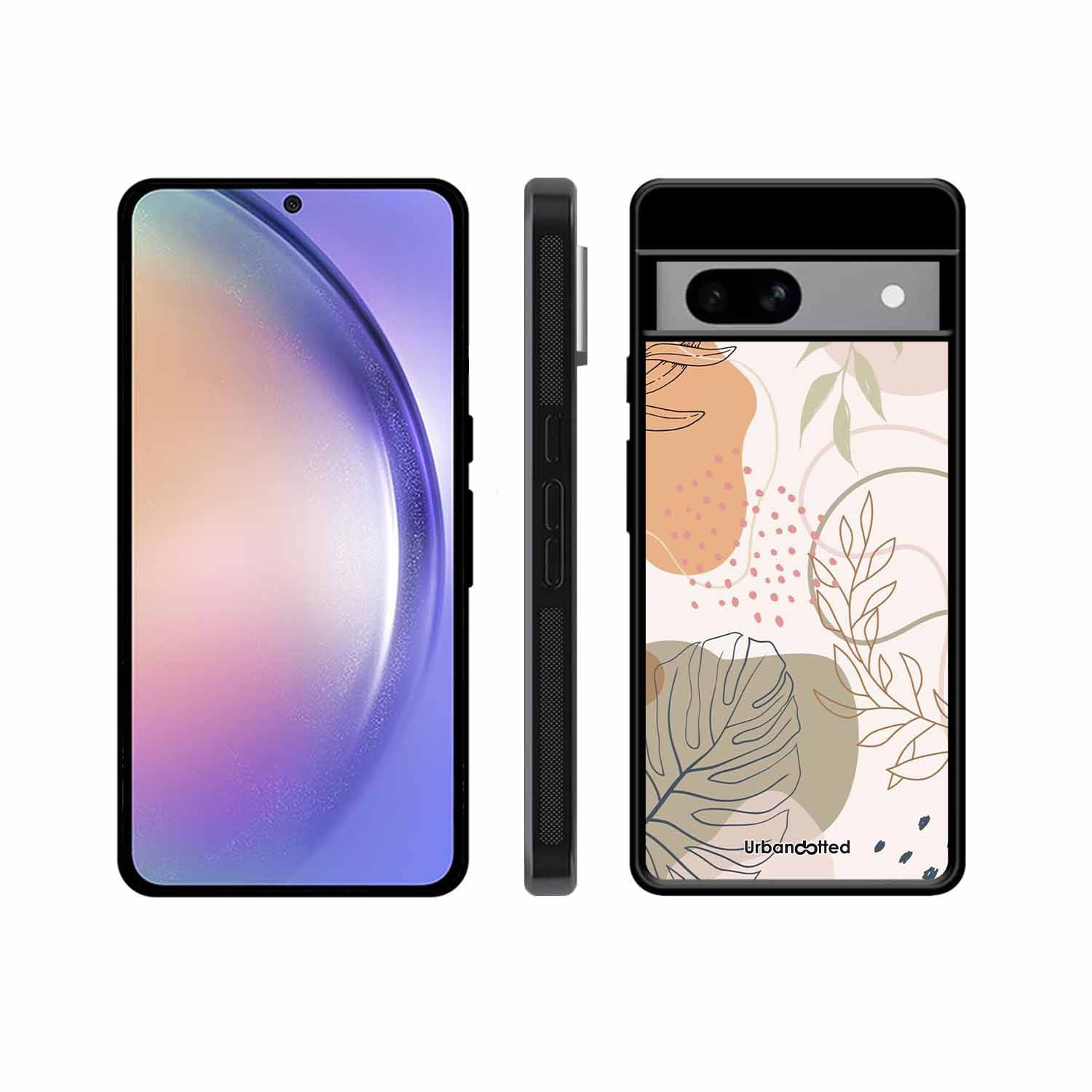 Minimalist Leaf Pattern Glass Case For Google Pixel 8A