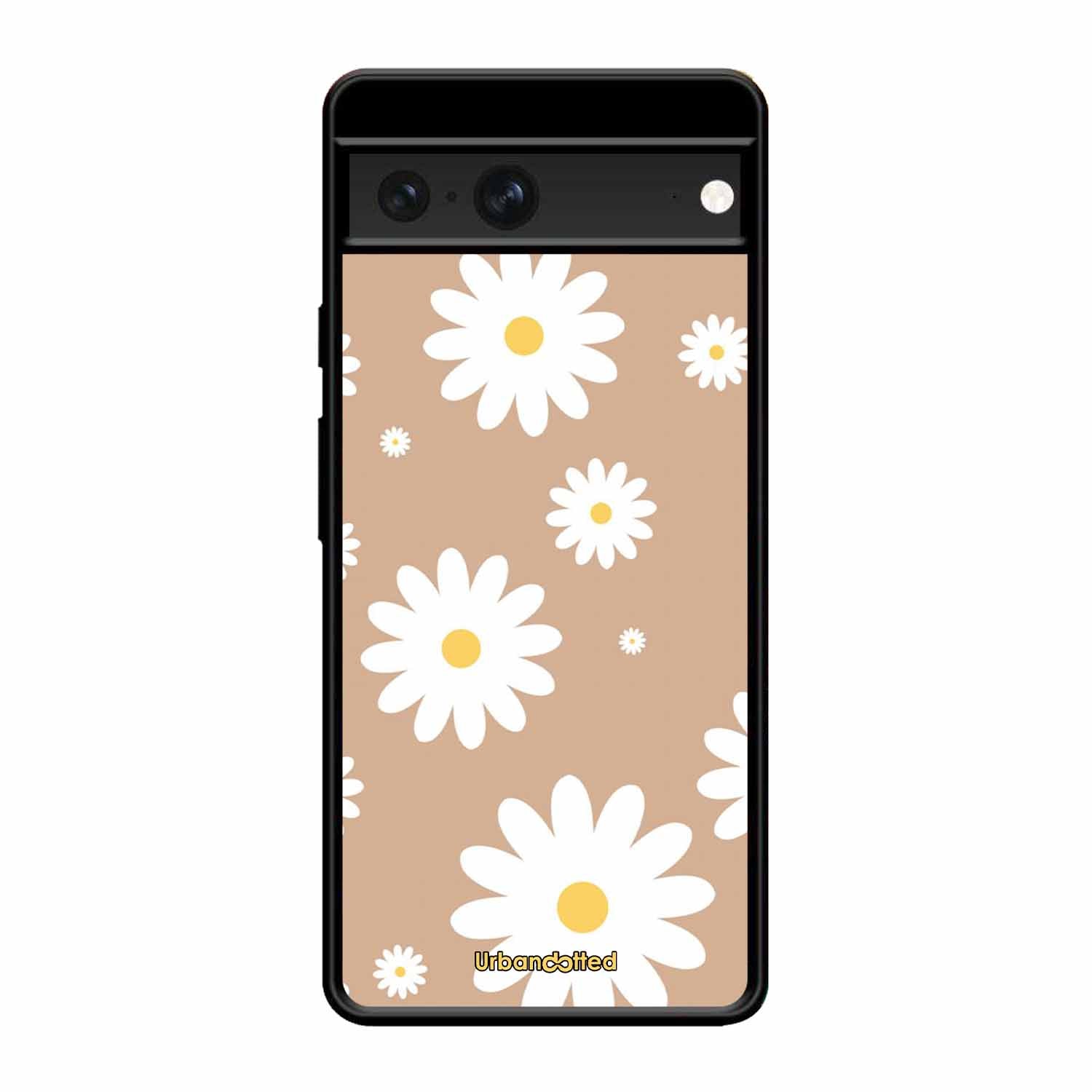 Tan Daisy Field Glass Case For Google Pixel 7
