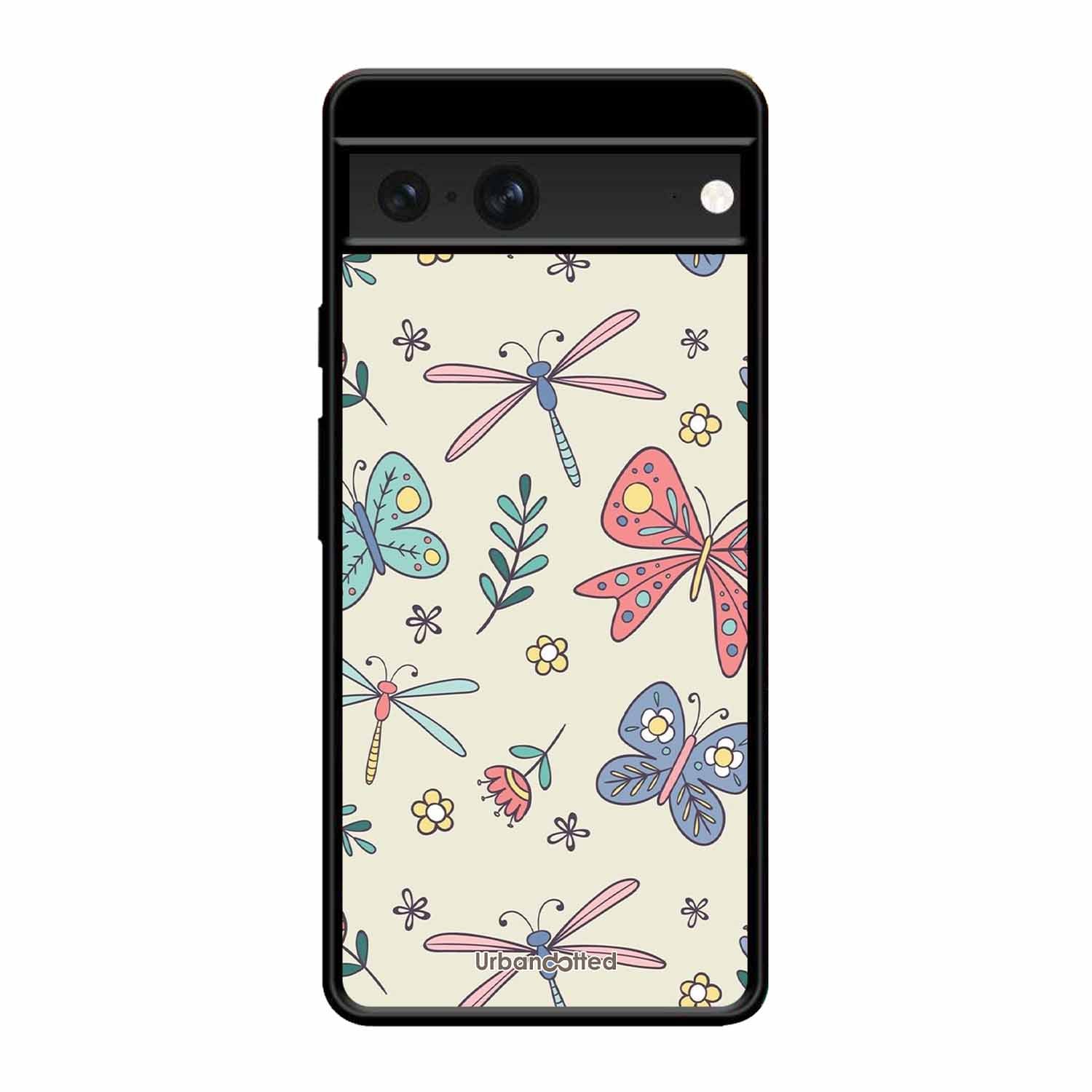 Butterfly and Dragonfly Garden Glass Case For Google Pixel 7
