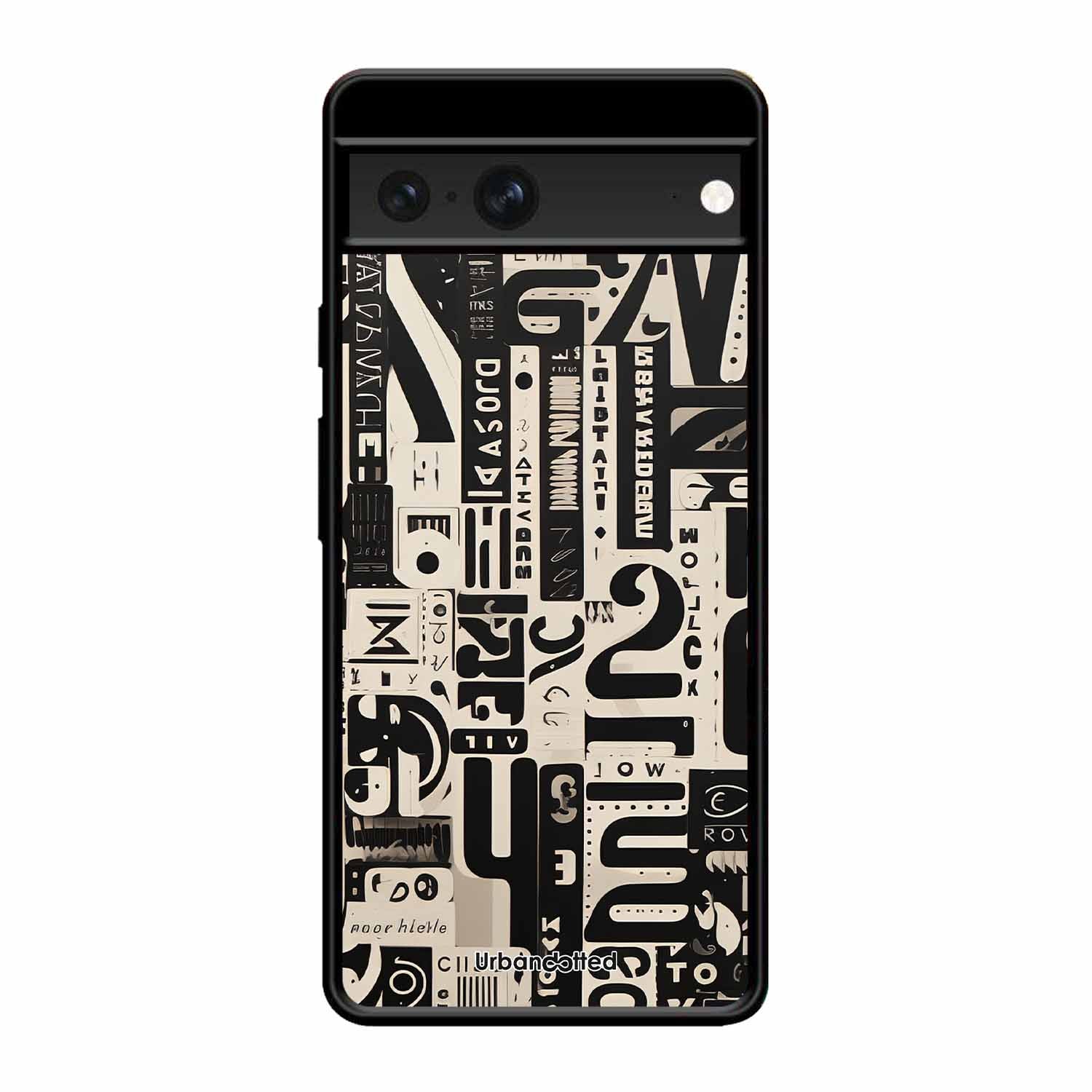 Abstract Typography Collage Glass Case For Google Pixel 7