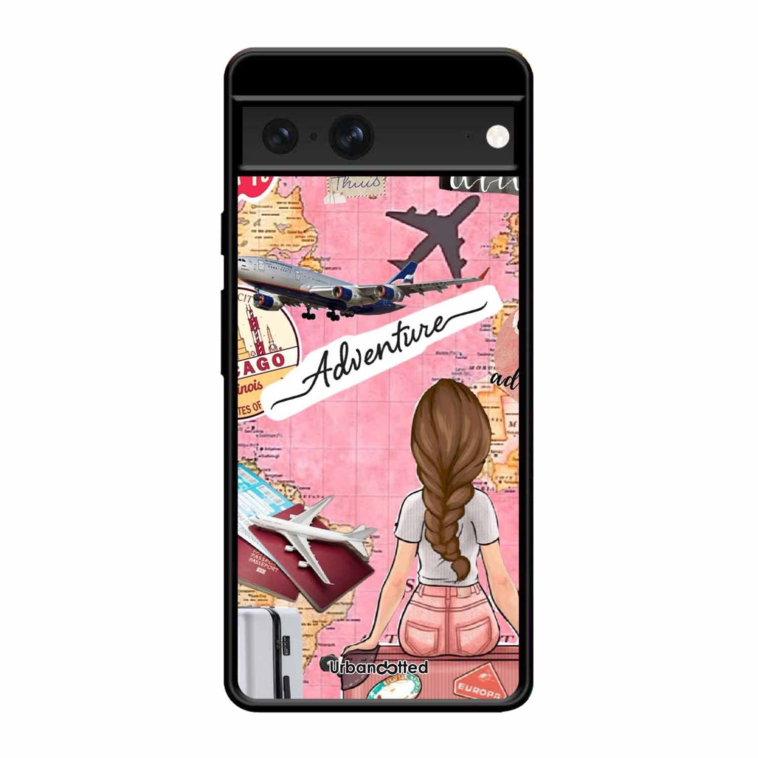Travel Adventure Map Glass Case For Google Pixel 7