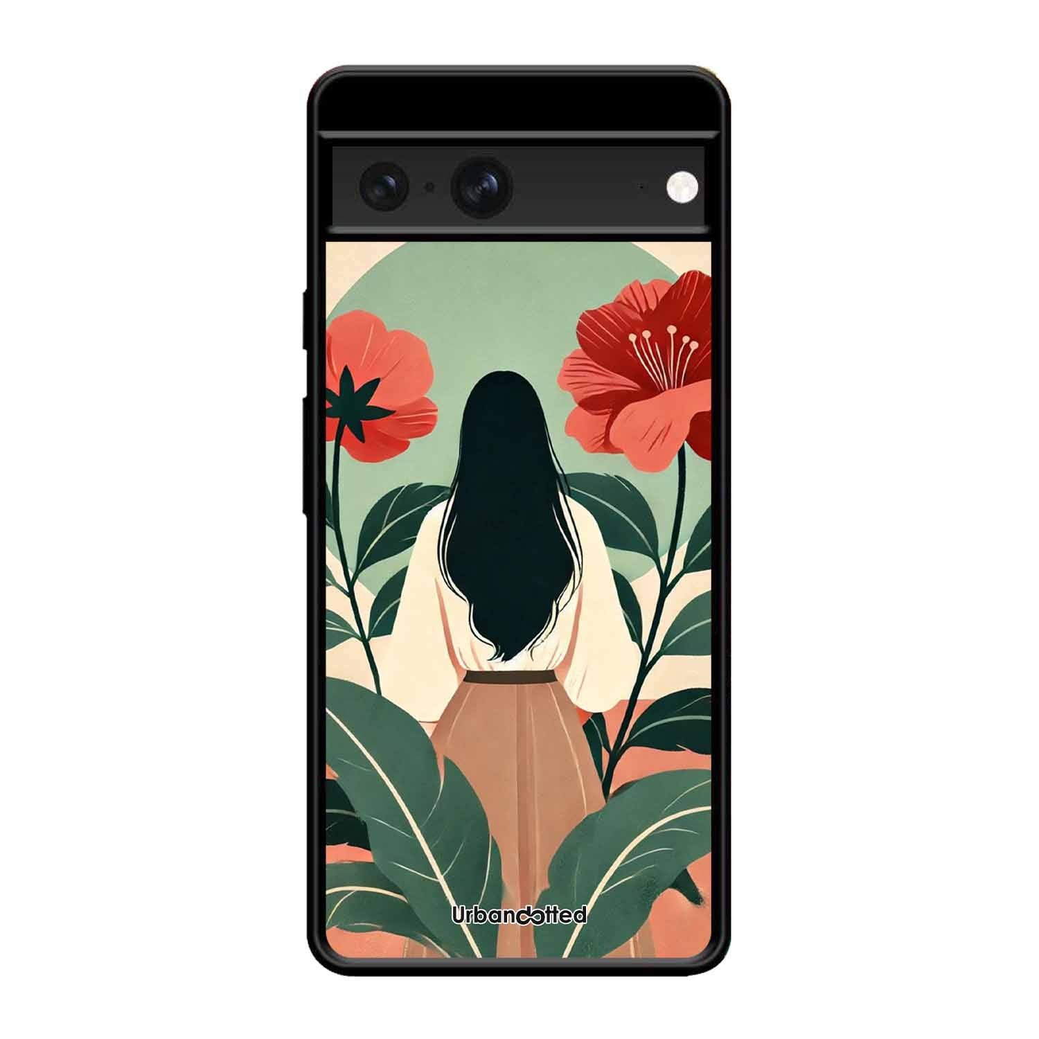 Woman in Floral Garden Glass Case For Google Pixel 7