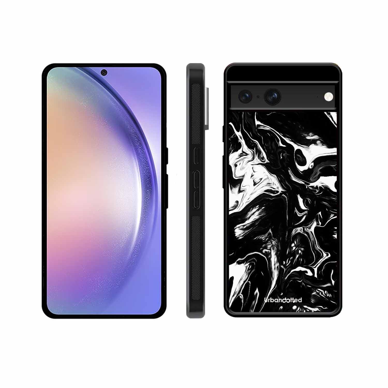 Dark Marble Texture Glass Case For Google Pixel 7