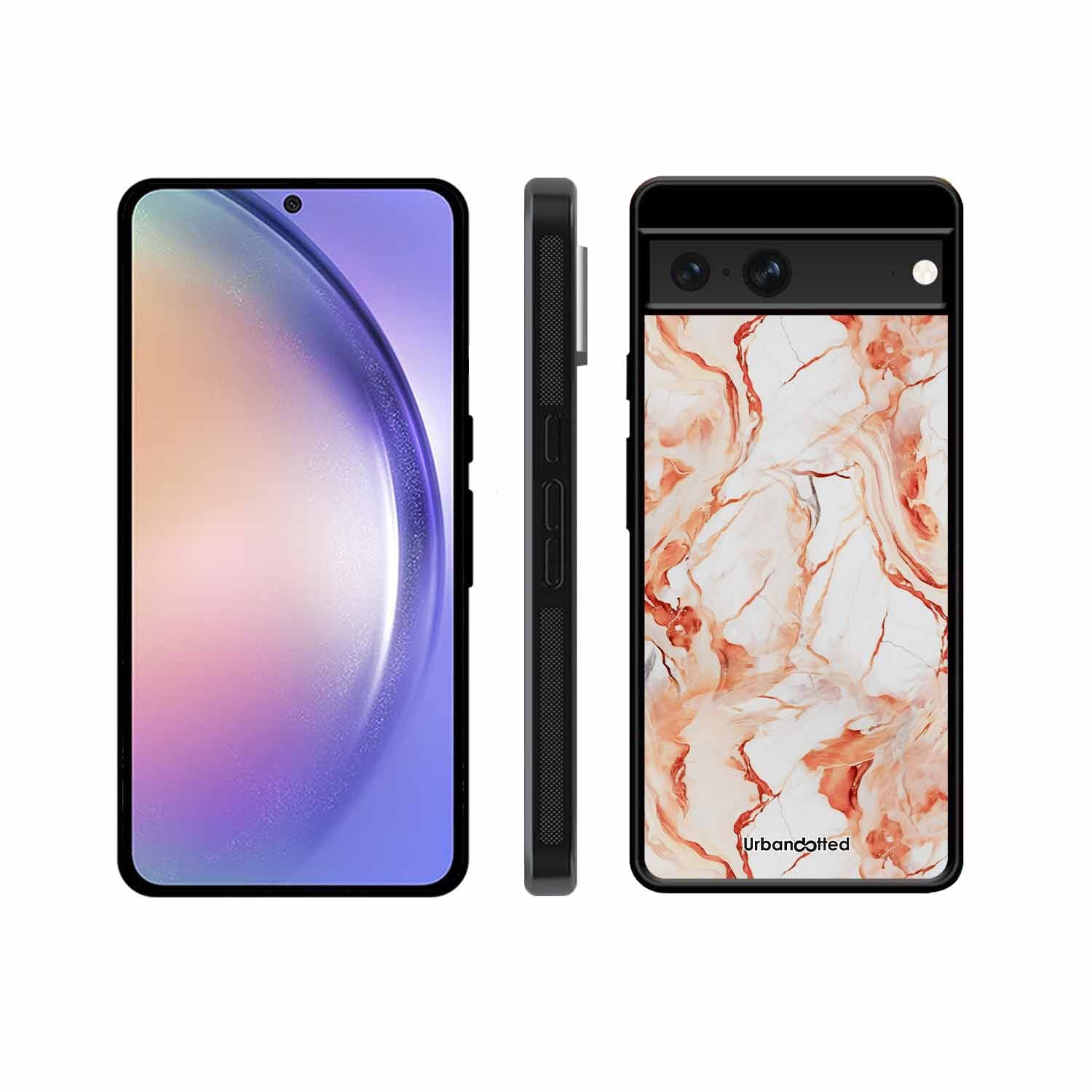 Elegant Rose Gold Veins Glass Case For Google Pixel 7