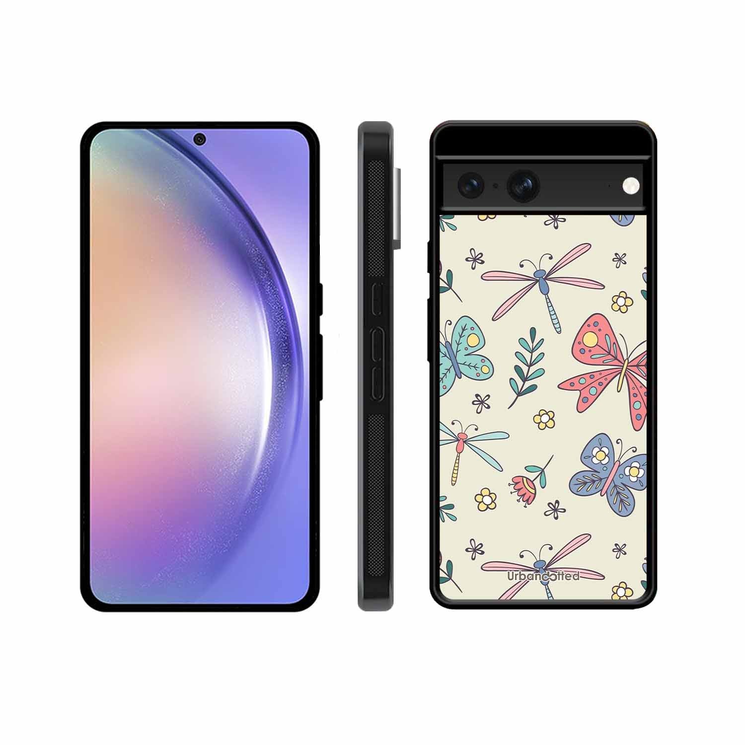 Butterfly and Dragonfly Garden Glass Case For Google Pixel 7