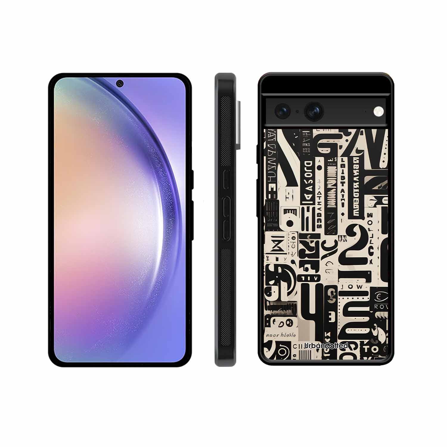 Abstract Typography Collage Glass Case For Google Pixel 7
